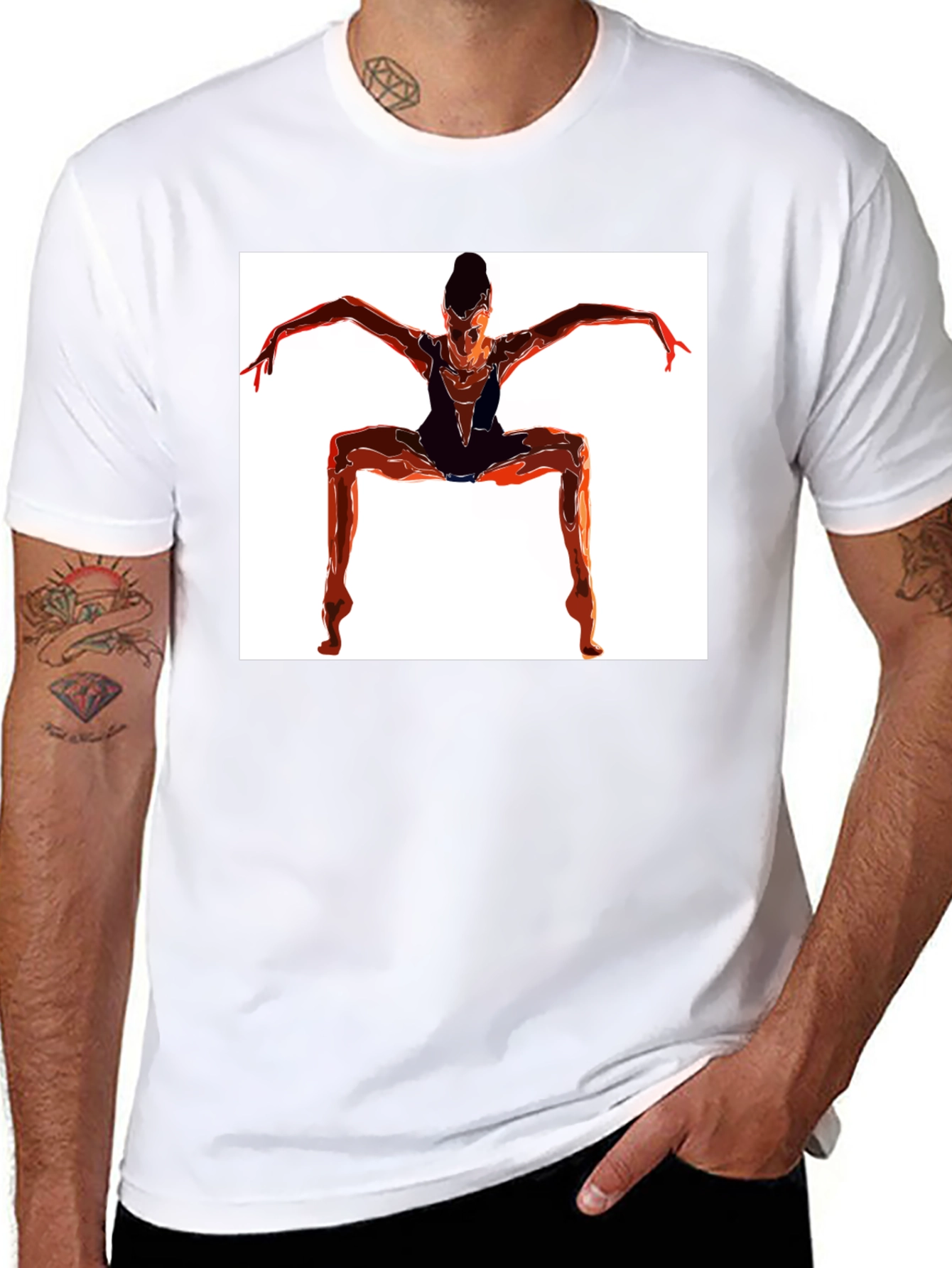 Abstract Dancer Graphic Tee - Modern Black T-Shirt
