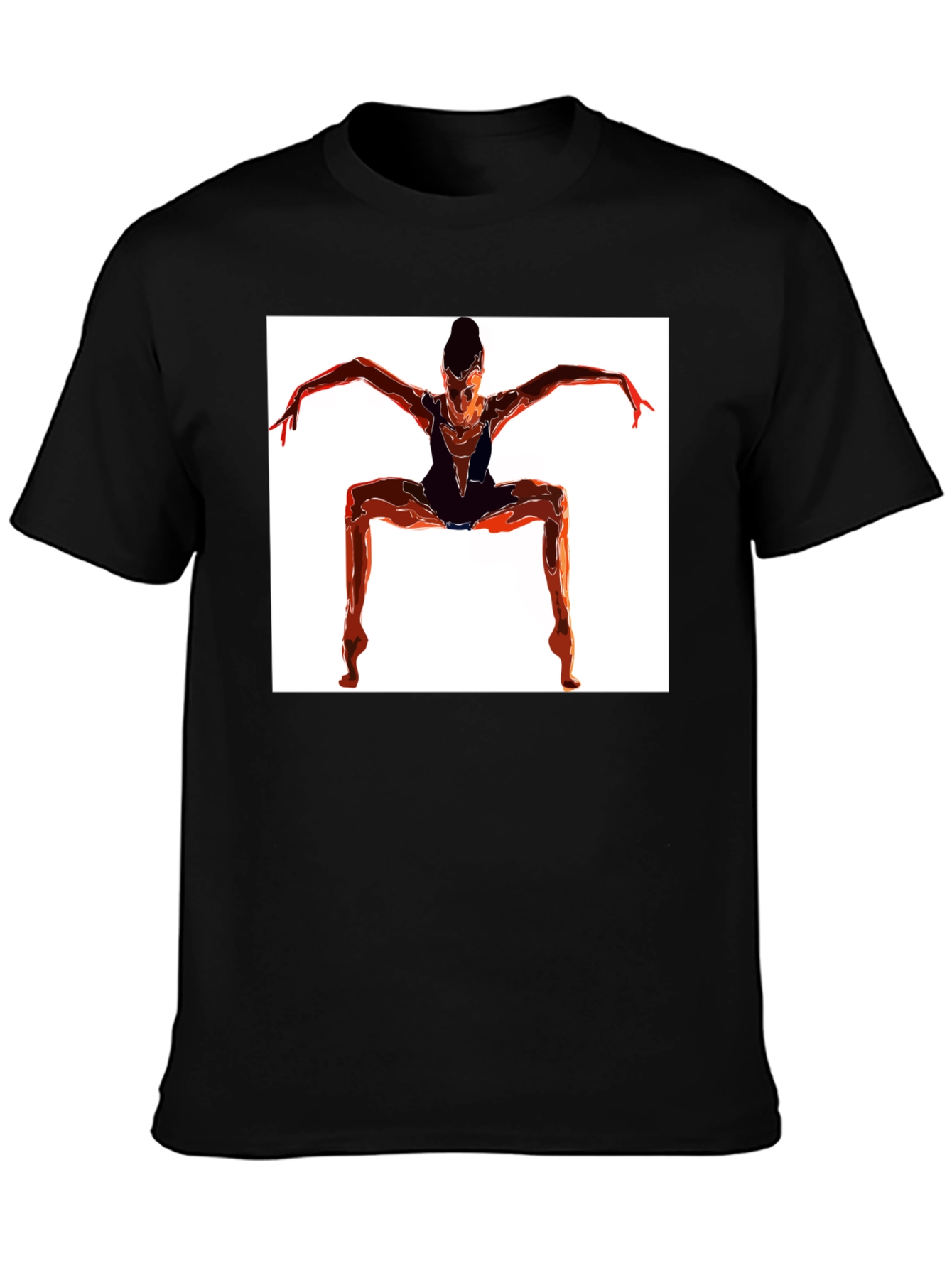 Abstract Dancer Graphic Tee - Modern Black T-Shirt