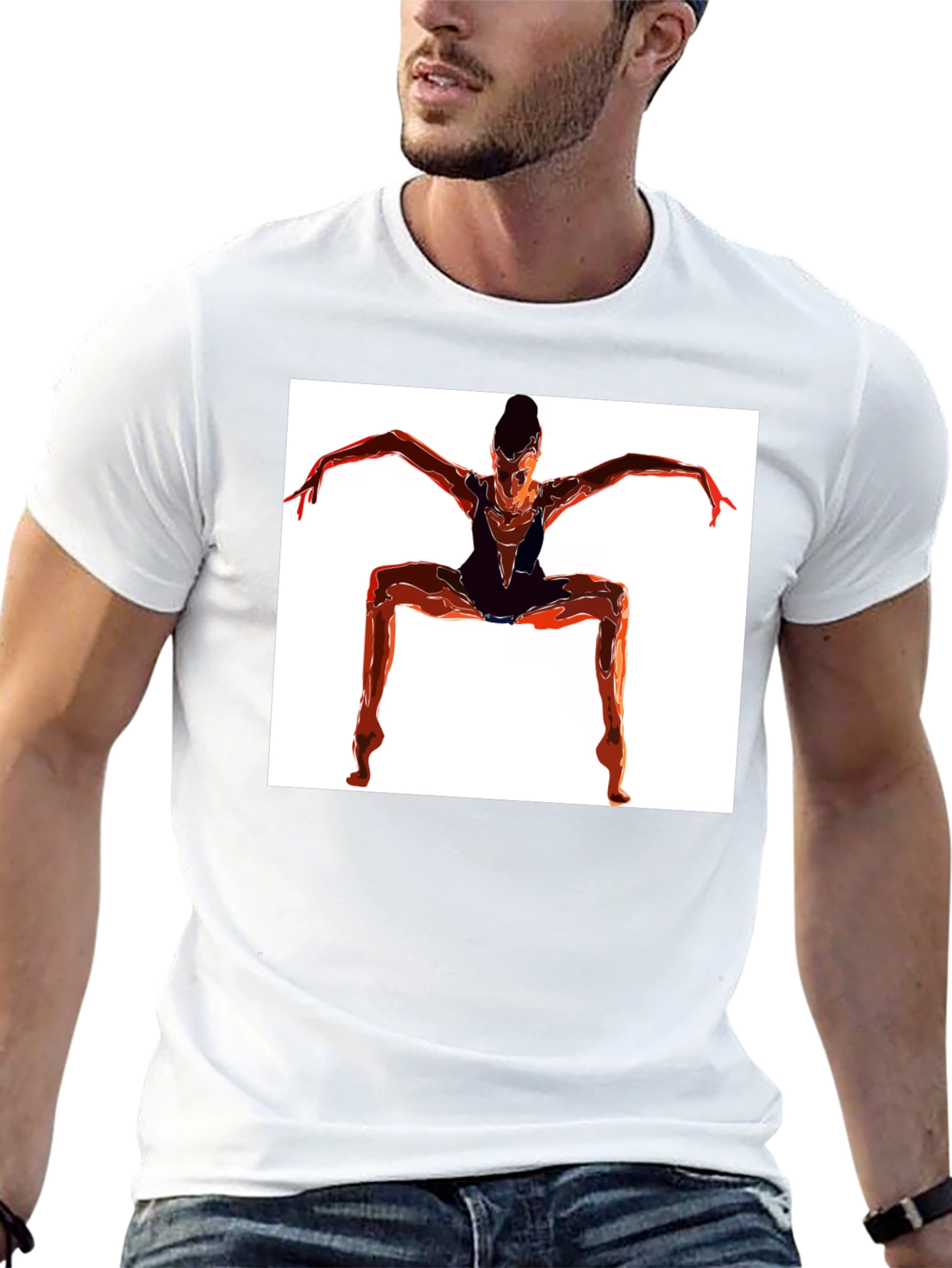 Abstract Dancer Graphic Tee - Modern Black T-Shirt