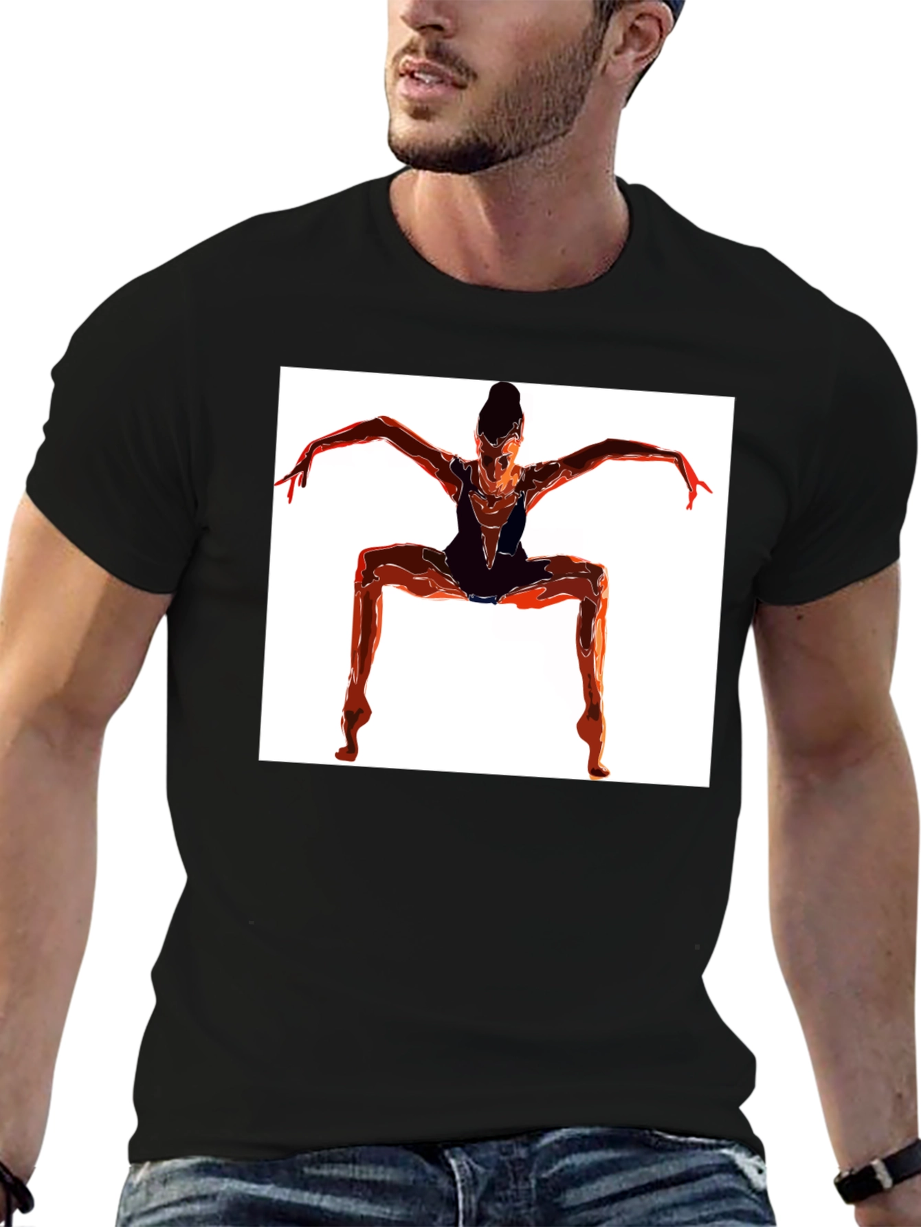 Abstract Dancer Graphic Tee - Modern Black T-Shirt