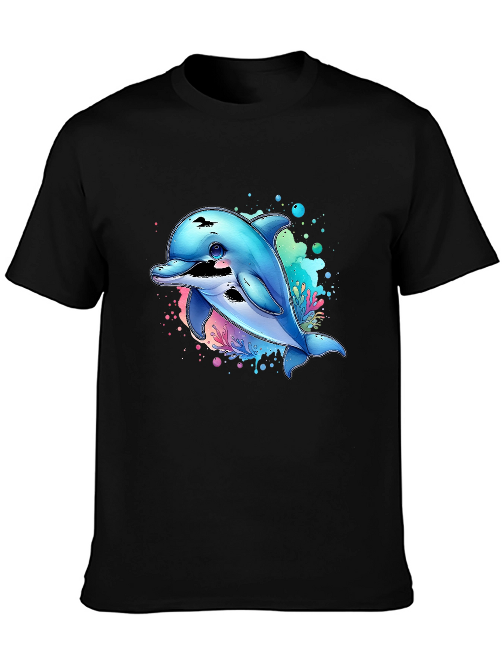 Dolphin Splash Graphic Tee - Black