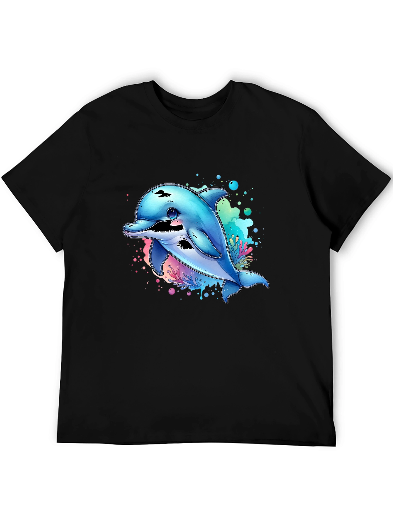 Dolphin Splash Graphic Tee - Black