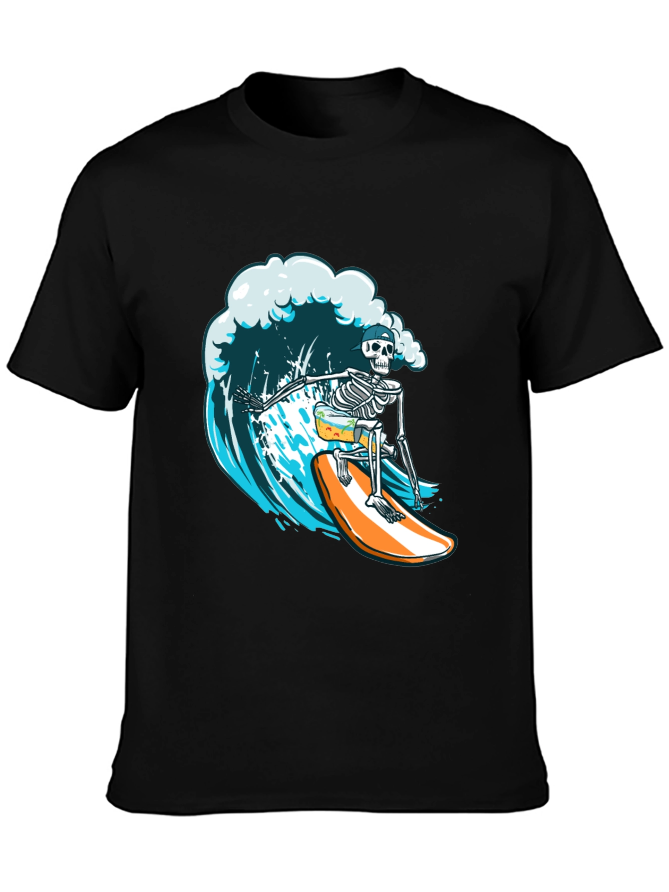 Skeleton Surfer Graphic Tee - Ride the Wave in Style!