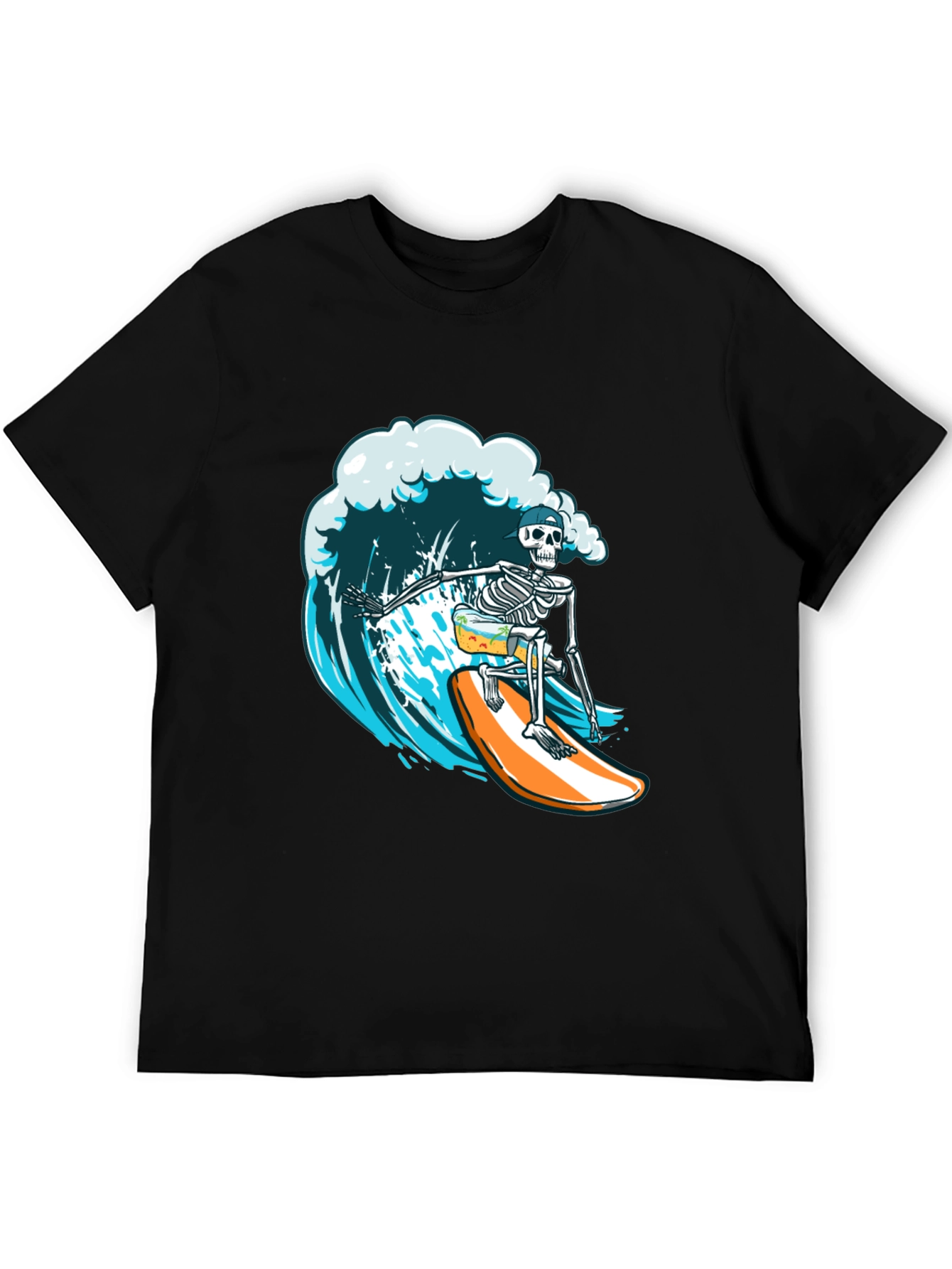 Skeleton Surfer Graphic Tee - Ride the Wave in Style!