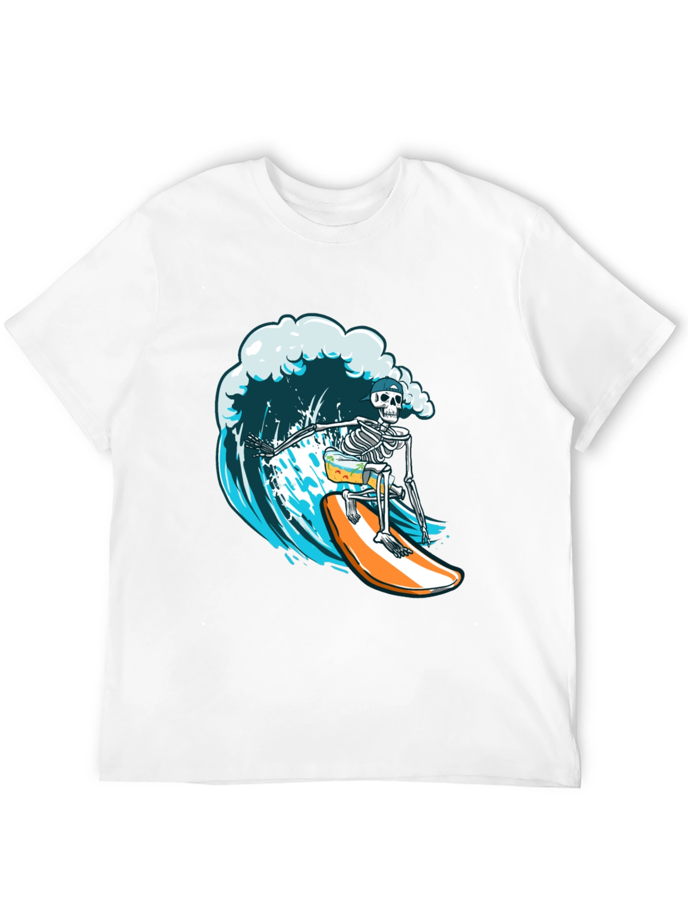 Skeleton Surfer Graphic Tee - Ride the Wave in Style!
