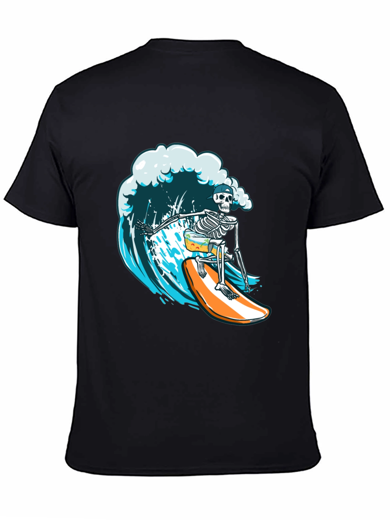 Skeleton Surfer Graphic Tee - Ride the Wave in Style!