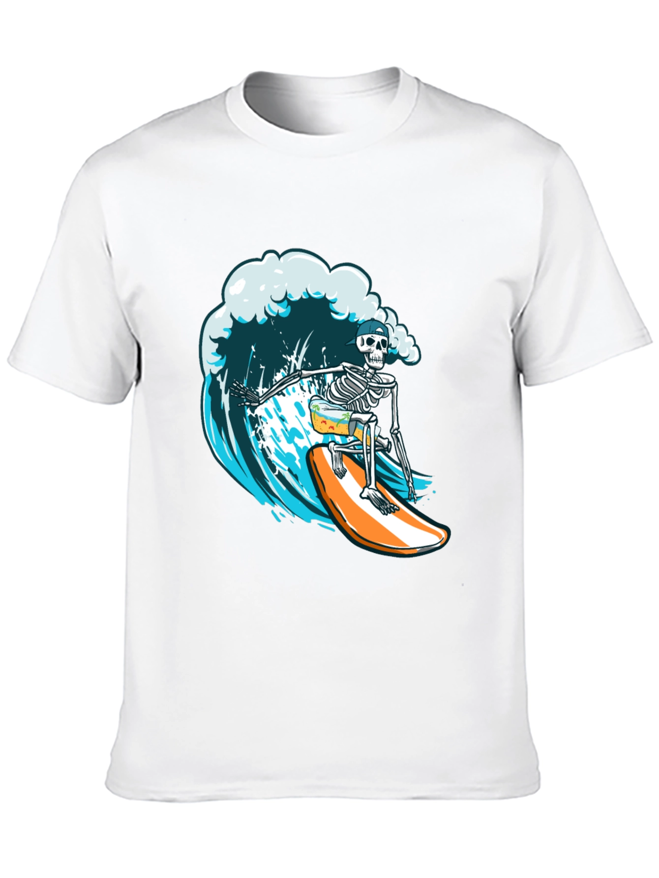 Skeleton Surfer Graphic Tee - Ride the Wave in Style!