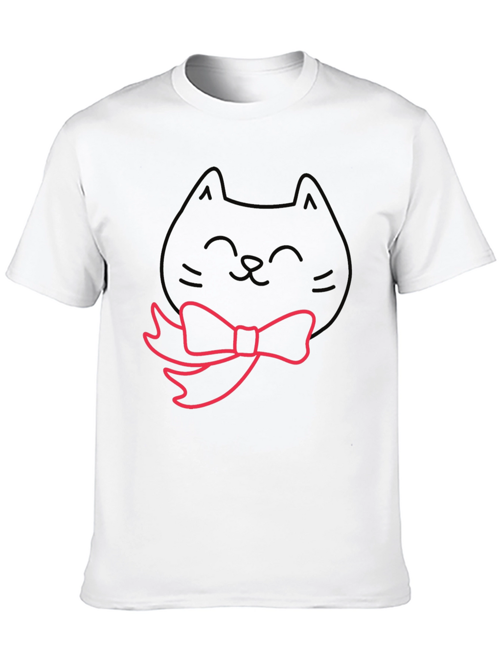 Cute Cat Bow Tie Graphic T-Shirt