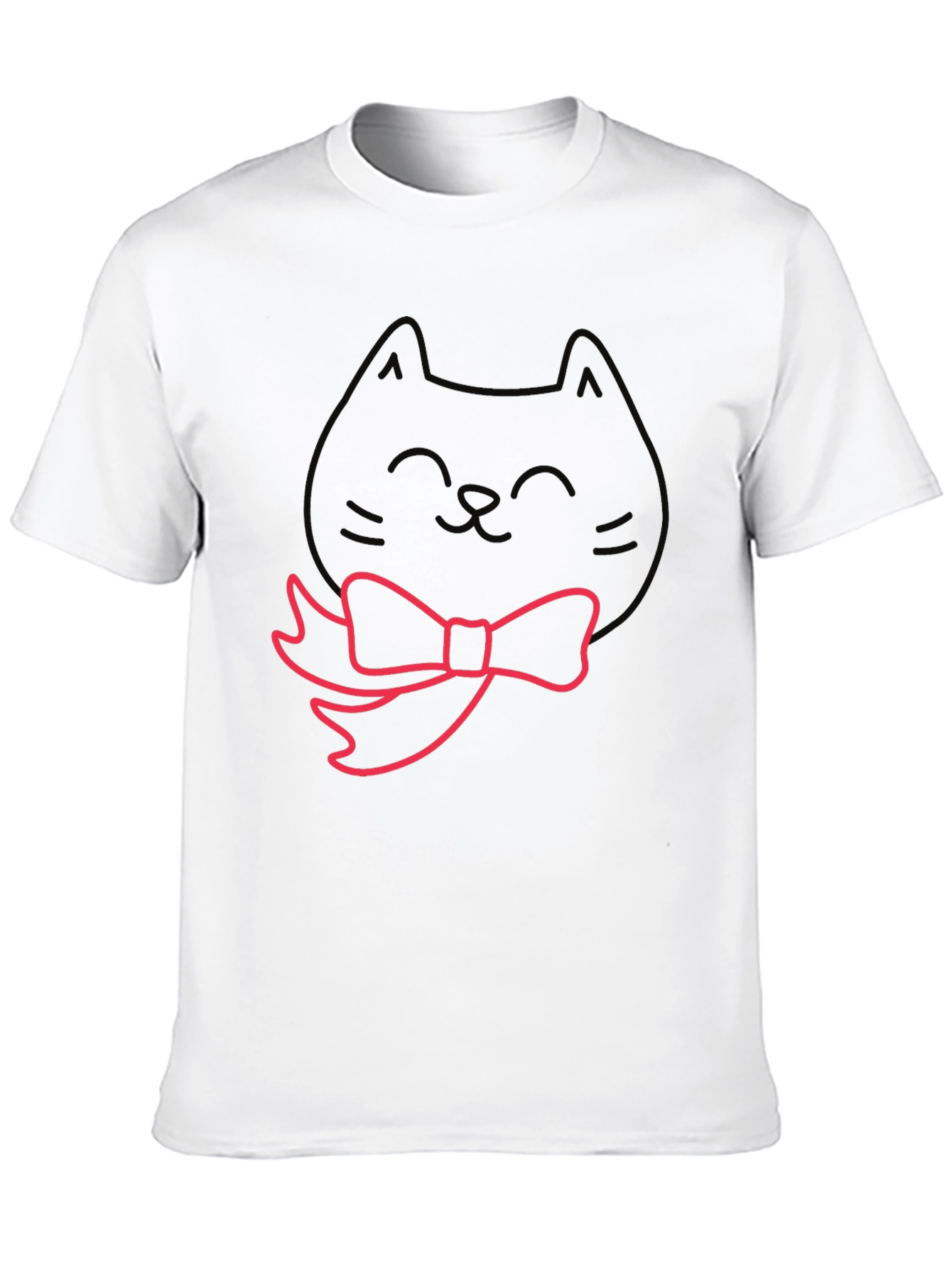Cute Cat Bow Tie Graphic T-Shirt