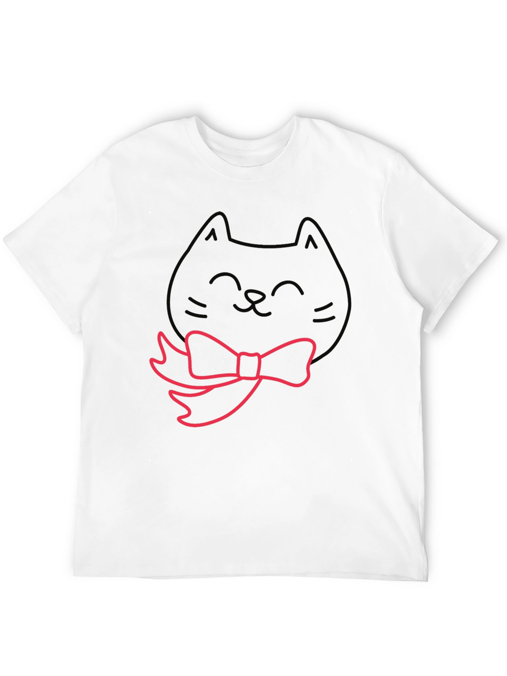 Cute Cat Bow Tie Graphic T-Shirt