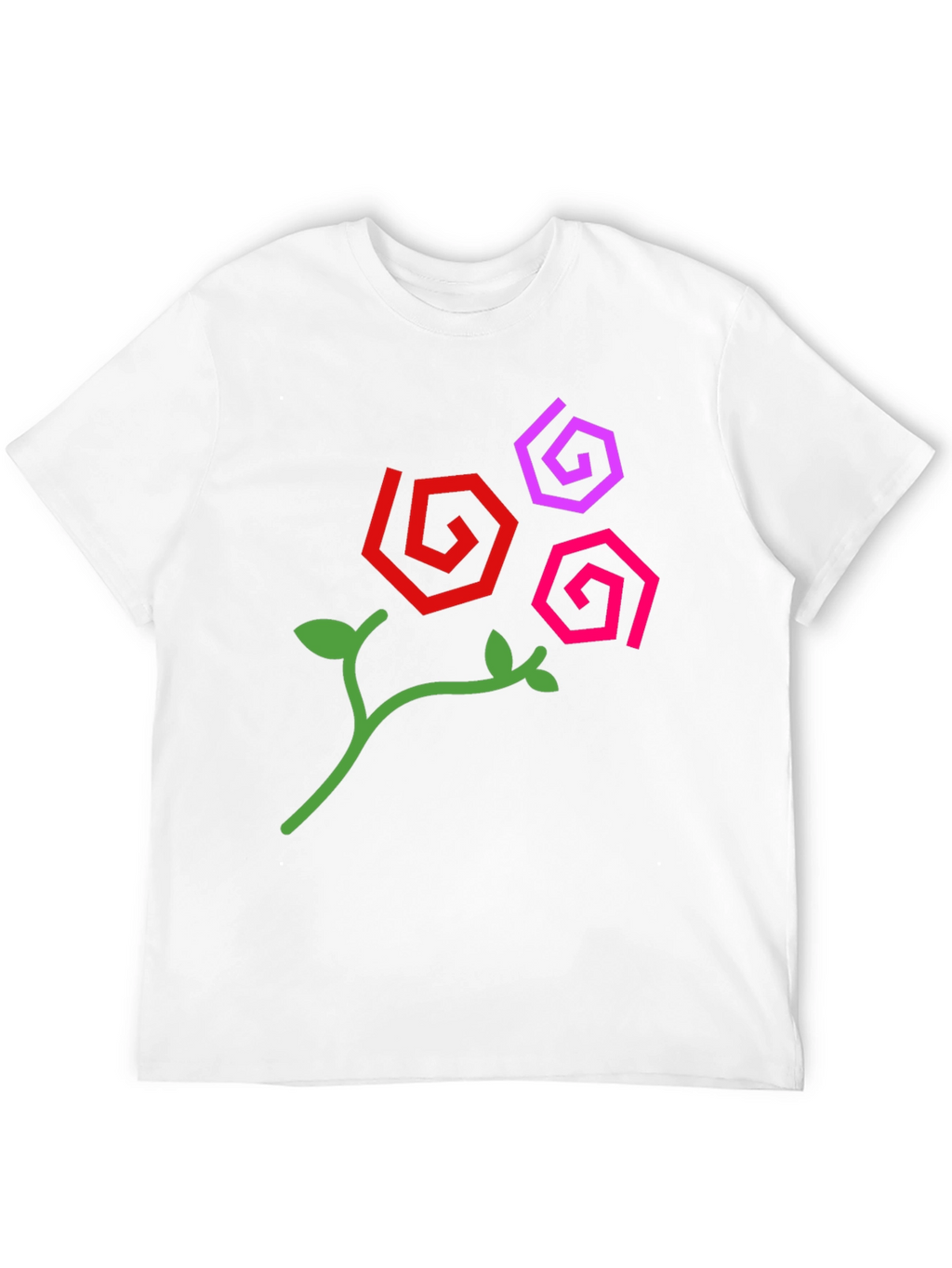Abstract Floral Design Black T-Shirt