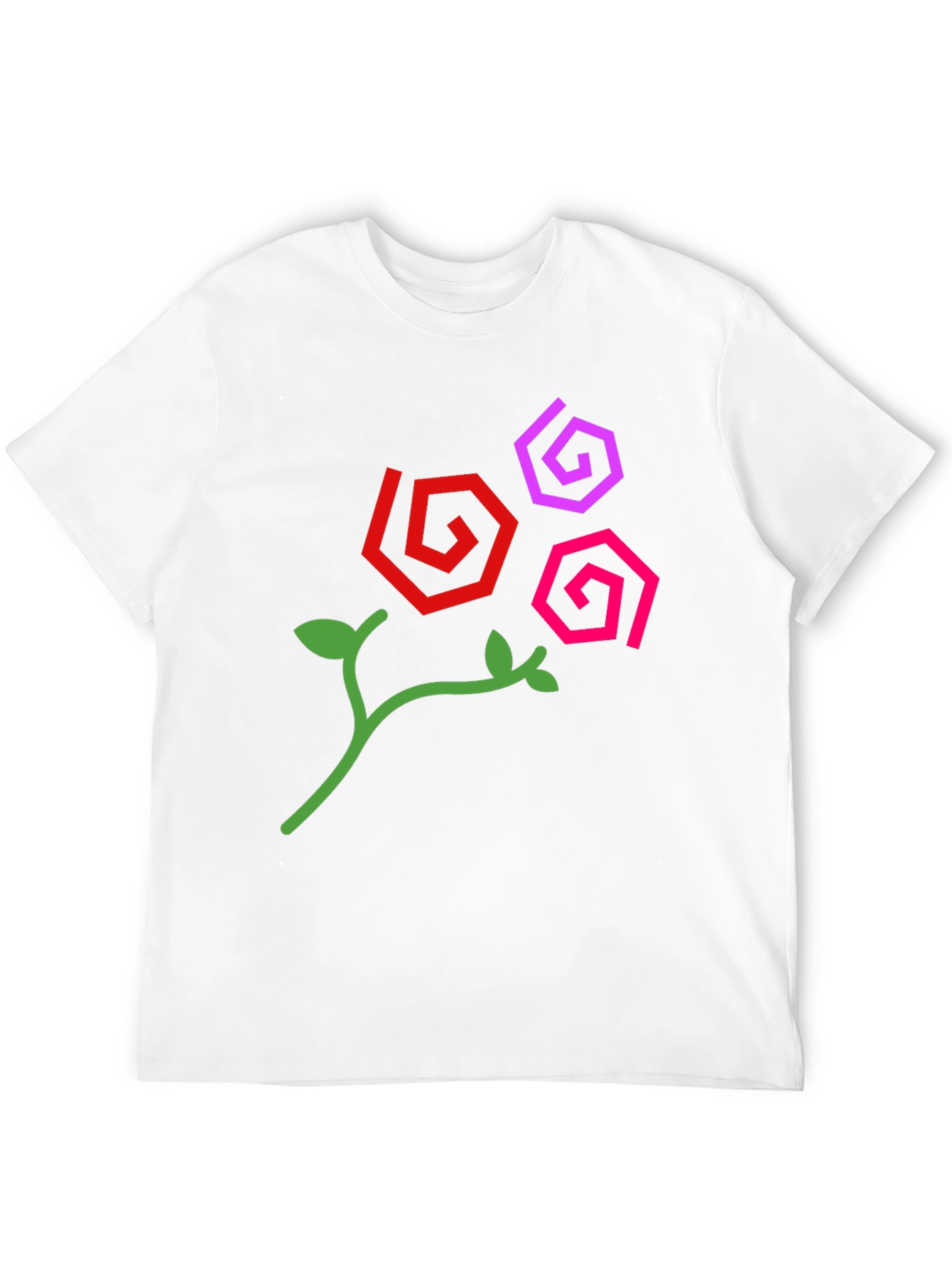 Abstract Floral Design Black T-Shirt