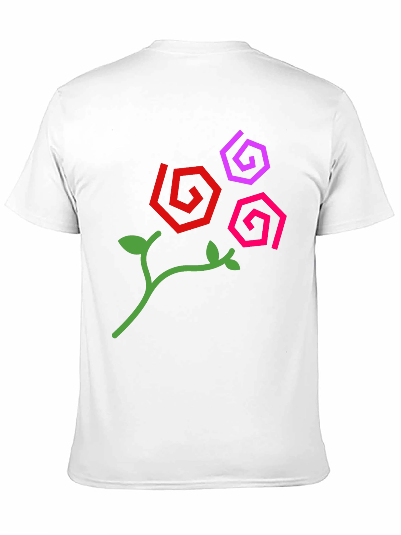 Abstract Floral Design Black T-Shirt