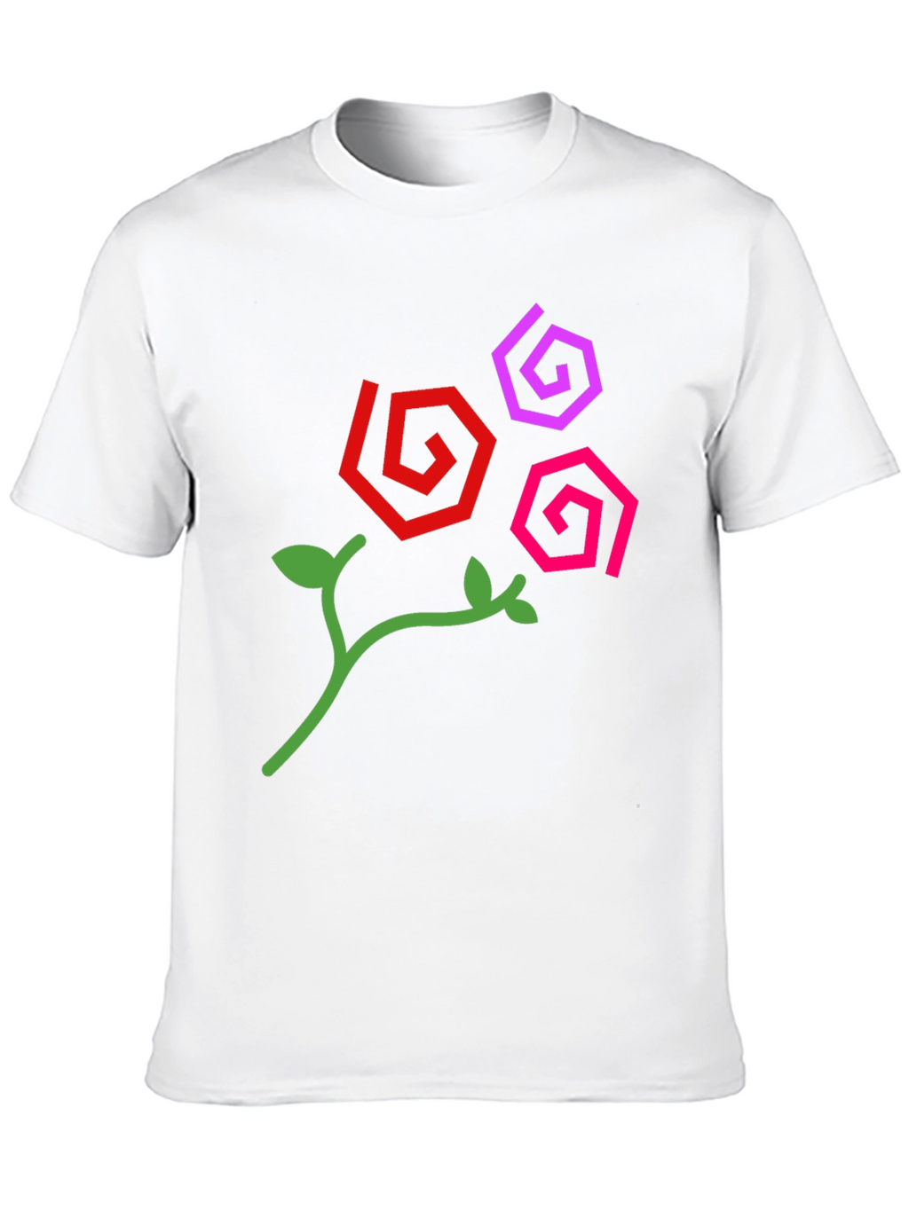 Abstract Floral Design Black T-Shirt