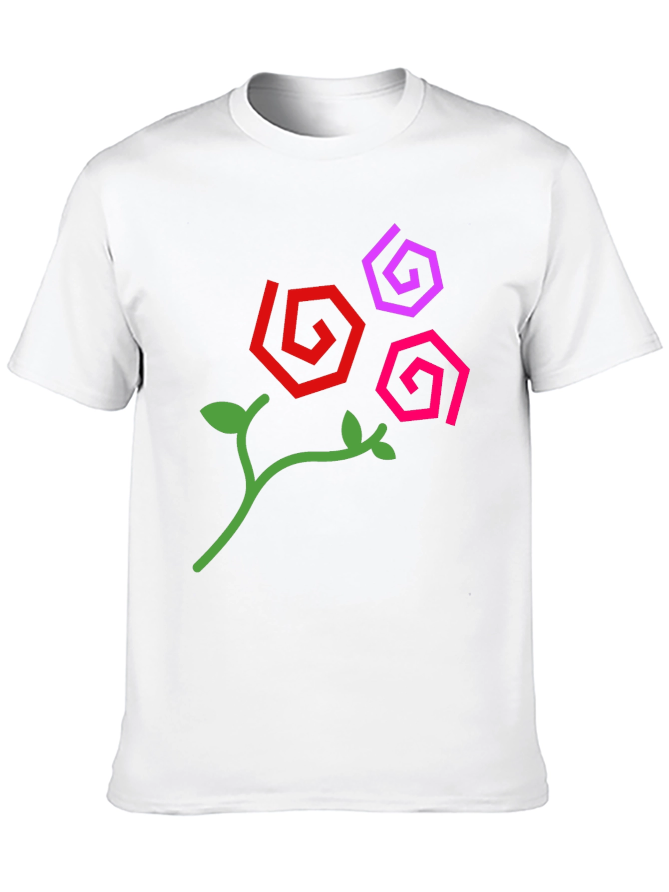Abstract Floral Design Black T-Shirt