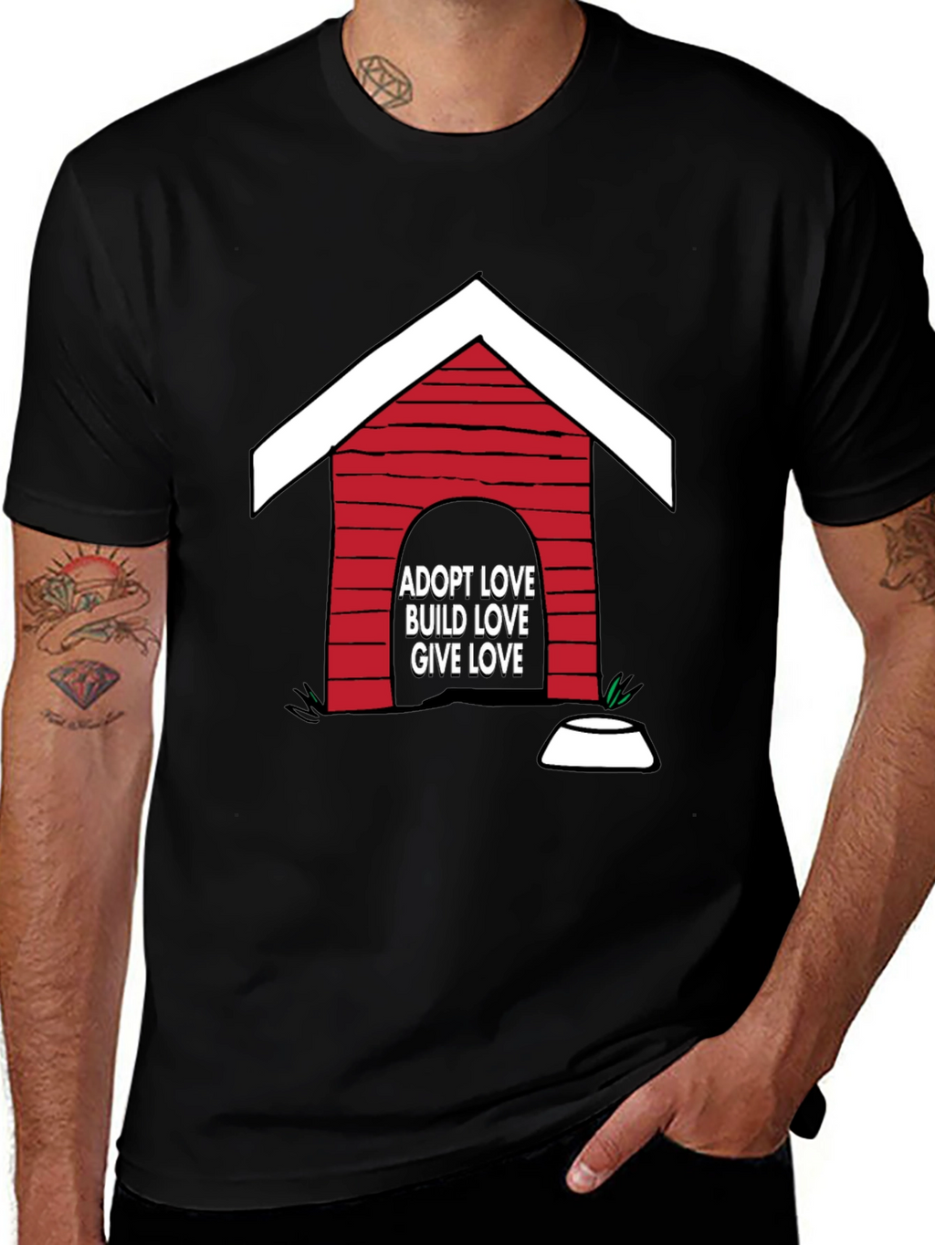 Adopt Love T-Shirt - Dog House Design