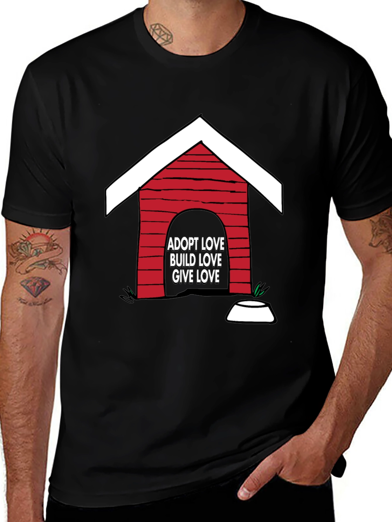Adopt Love T-Shirt - Dog House Design