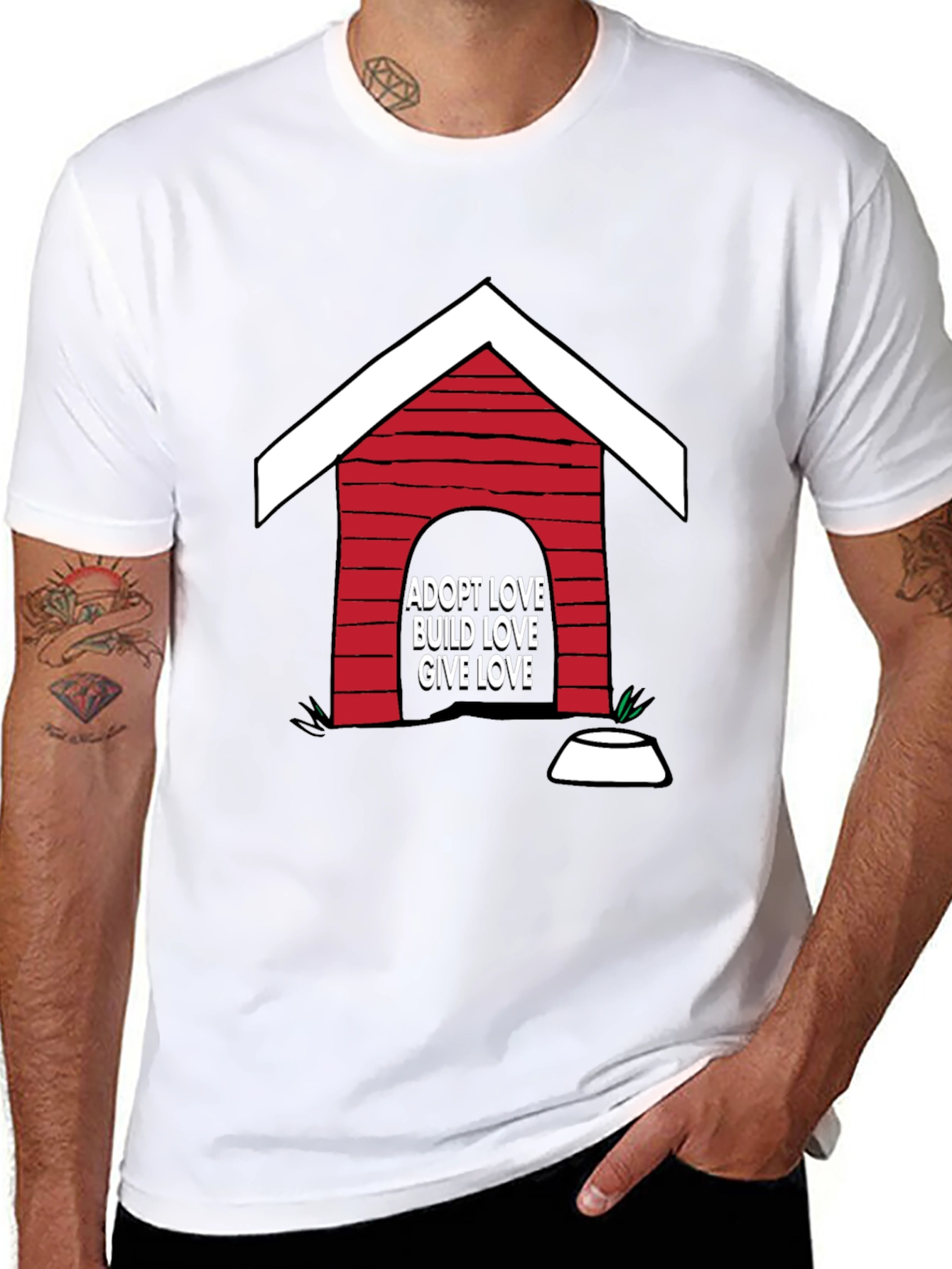 Adopt Love T-Shirt - Dog House Design