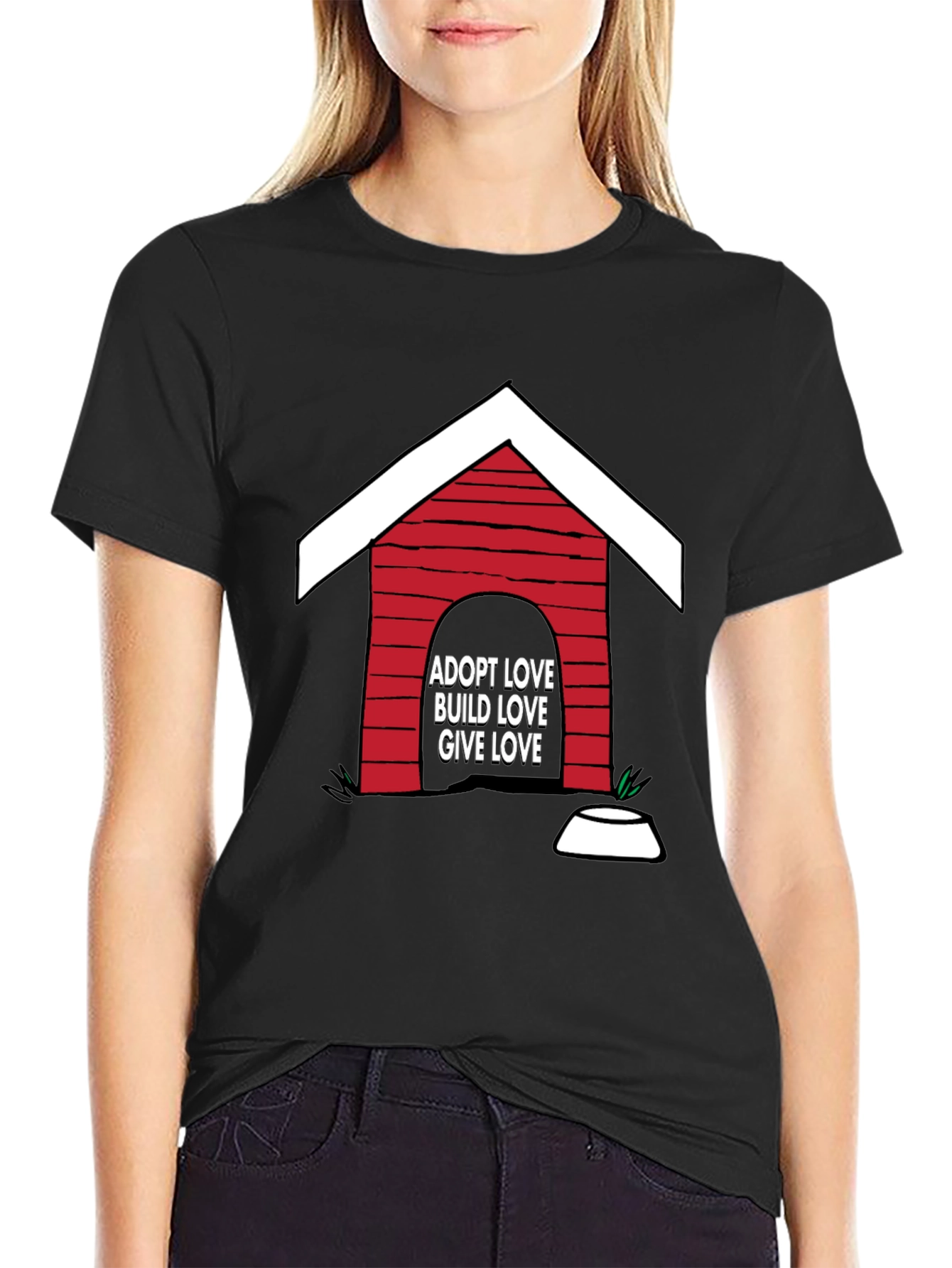 Adopt Love T-Shirt - Dog House Design