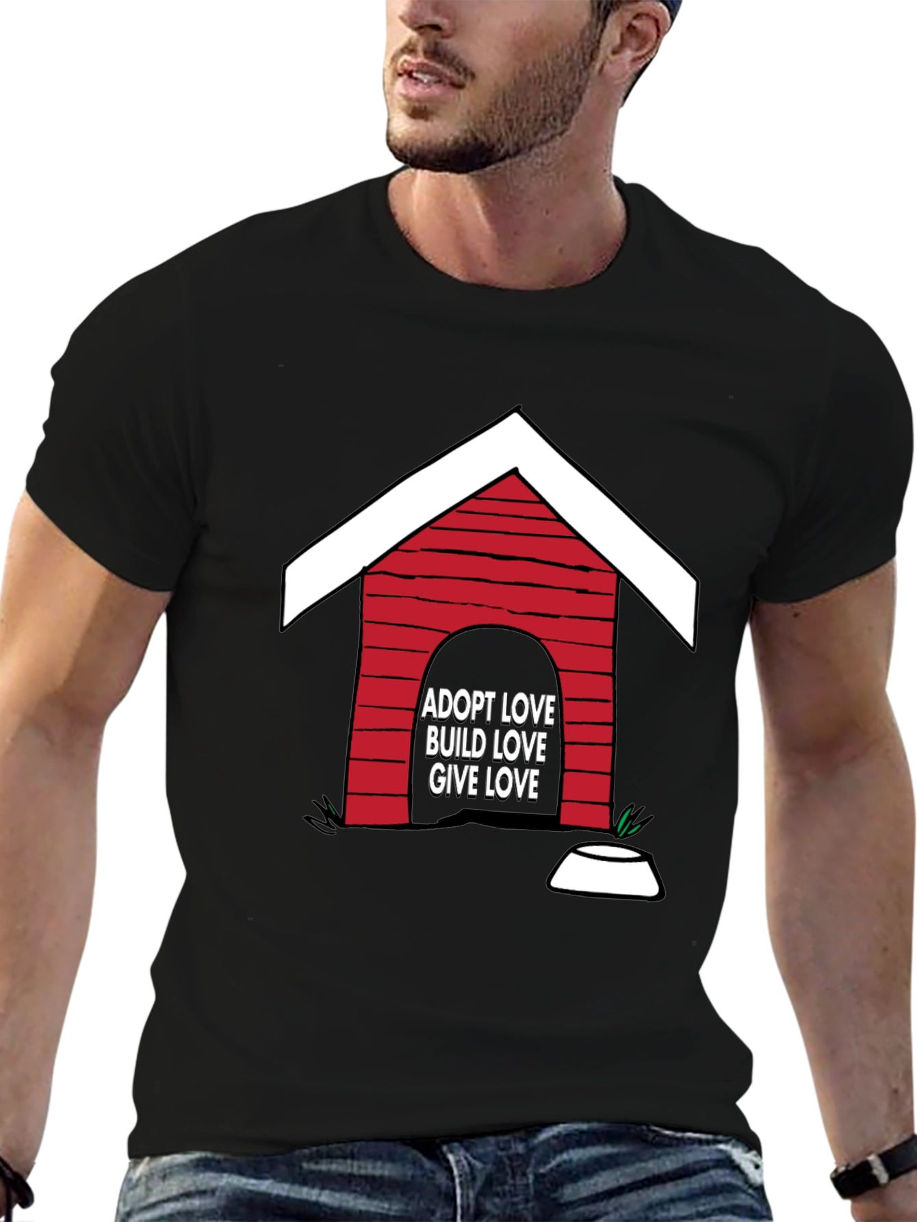 Adopt Love T-Shirt - Dog House Design