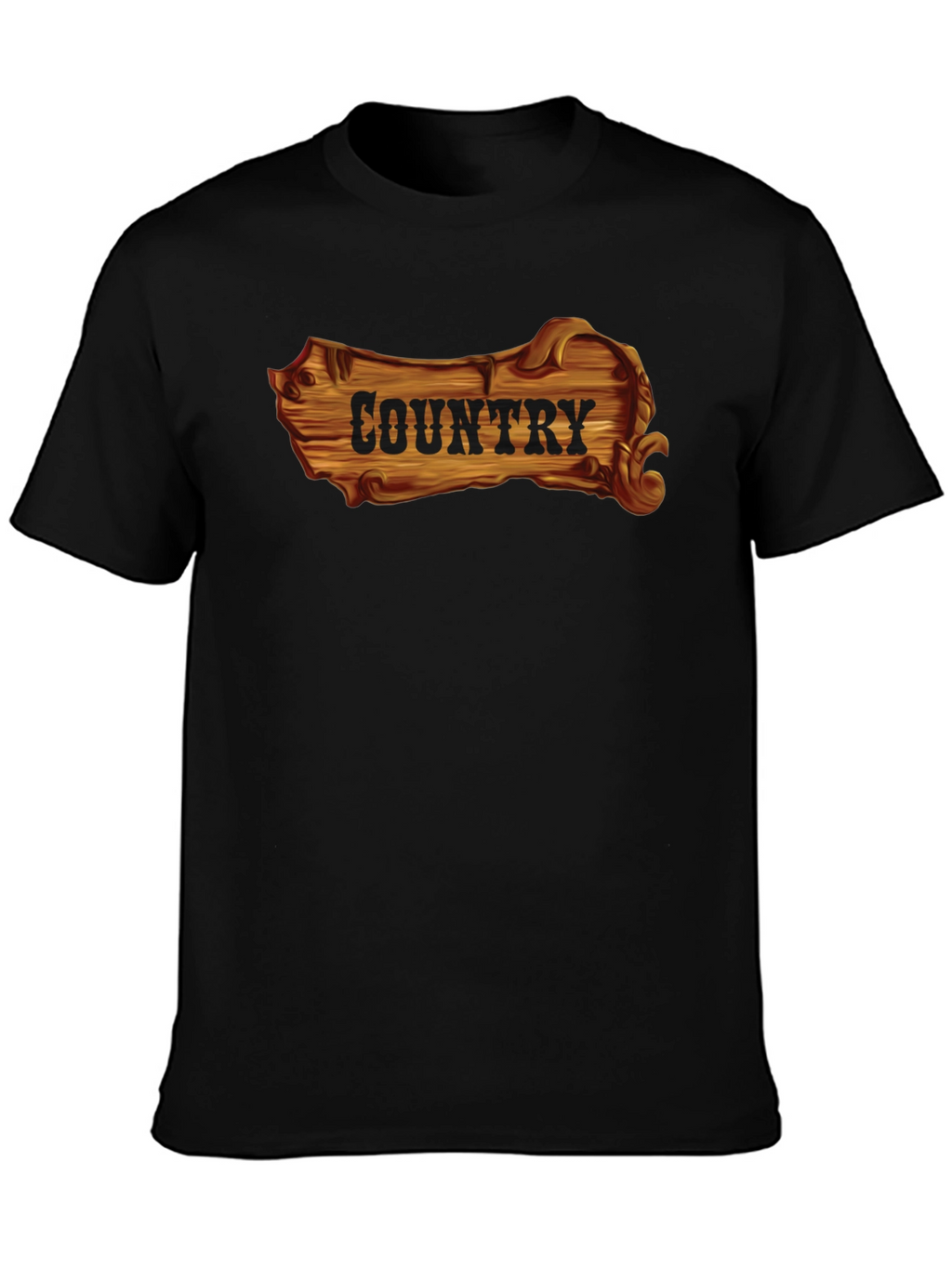 Country Wooden Sign Graphic Black T-Shirt