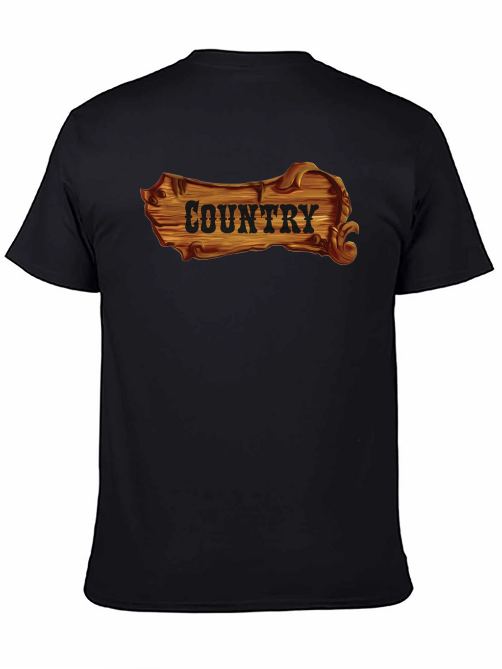 Country Wooden Sign Graphic Black T-Shirt