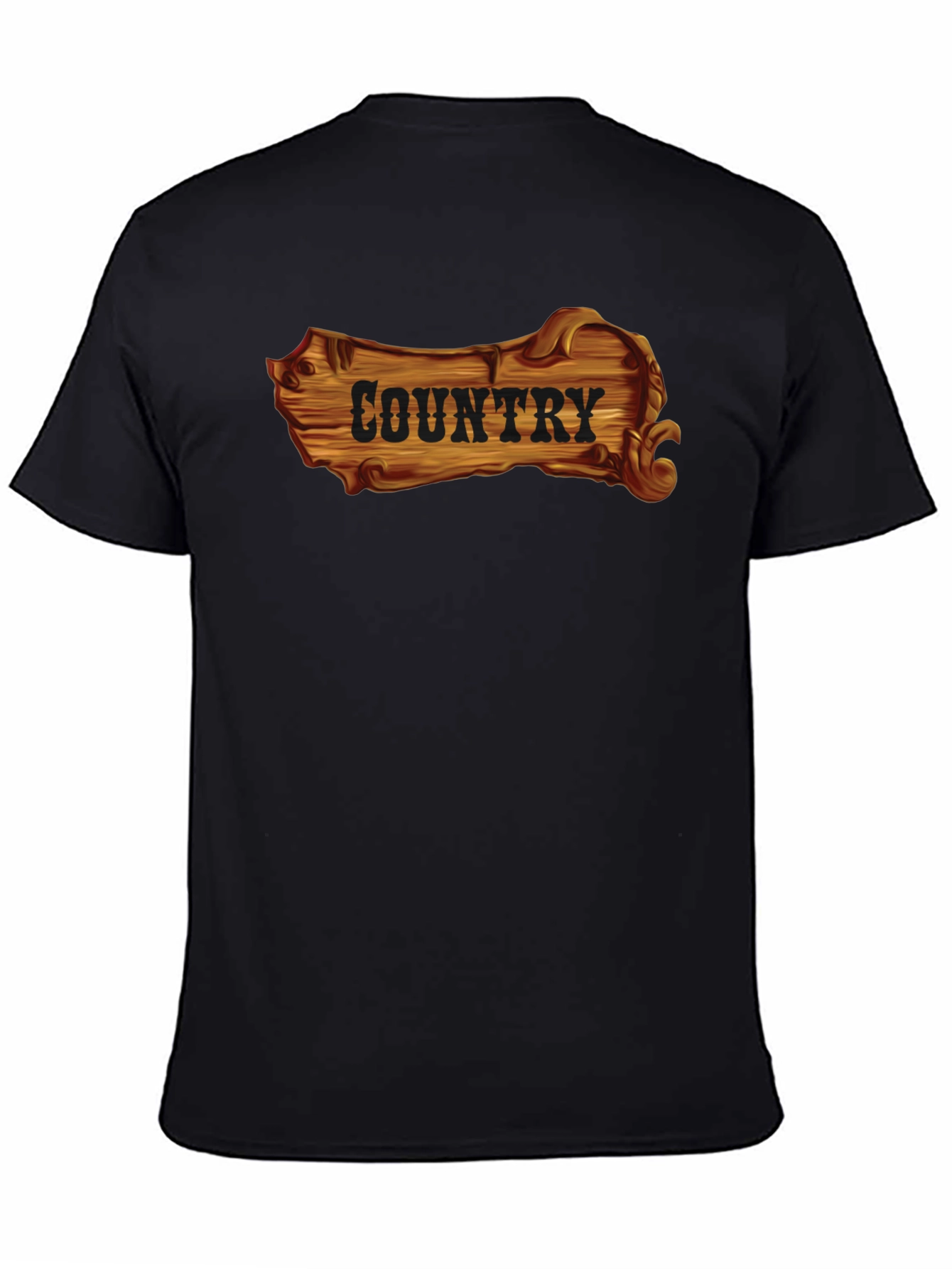 Country Wooden Sign Graphic Black T-Shirt
