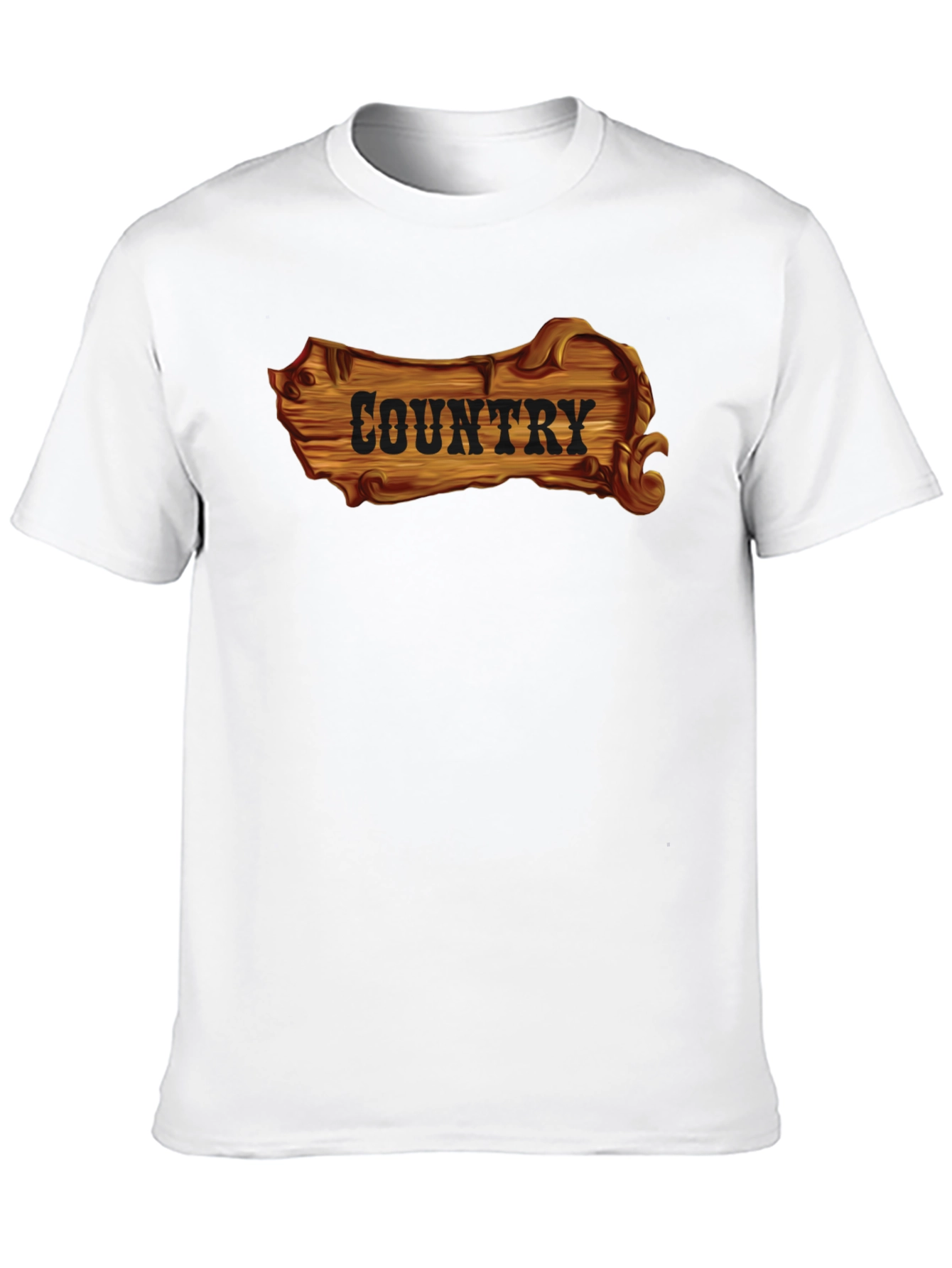 Country Wooden Sign Graphic Black T-Shirt