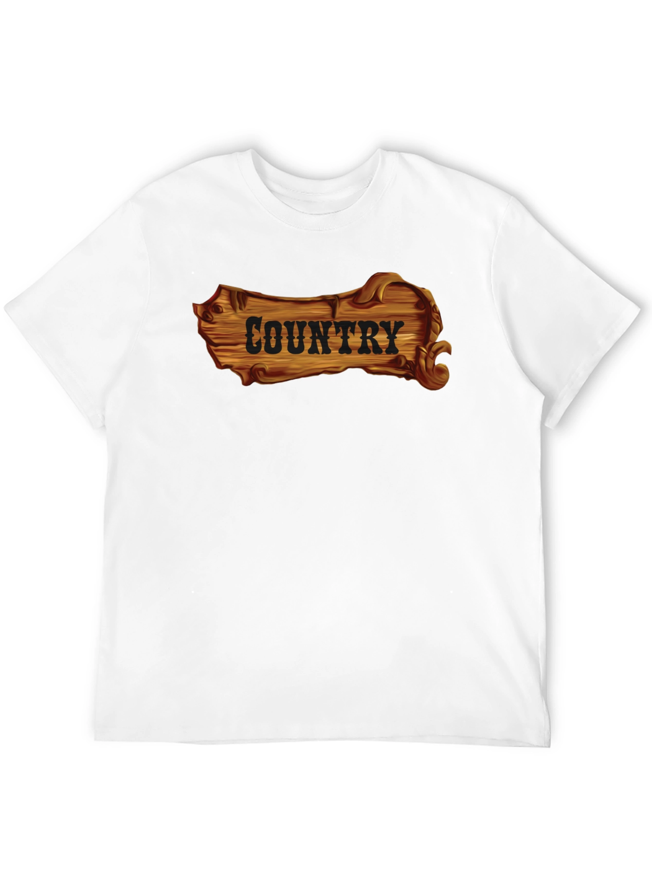 Country Wooden Sign Graphic Black T-Shirt