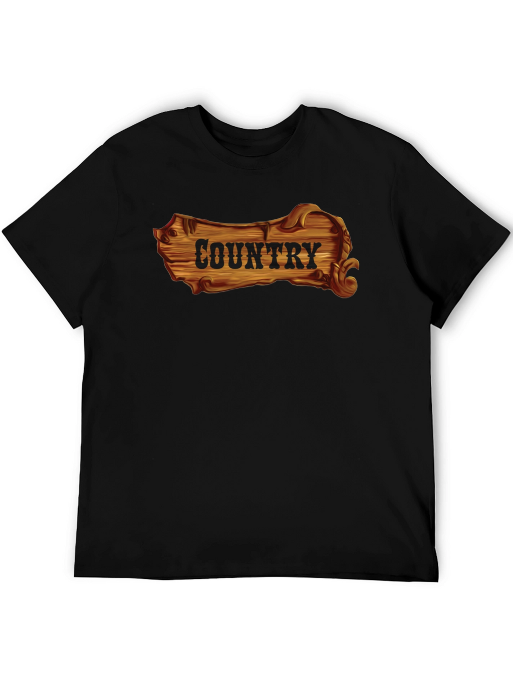 Country Wooden Sign Graphic Black T-Shirt