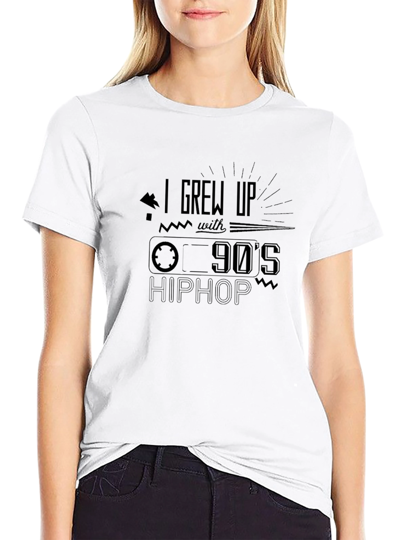 90s Hip Hop Cassette Tape Graphic Tee - Black