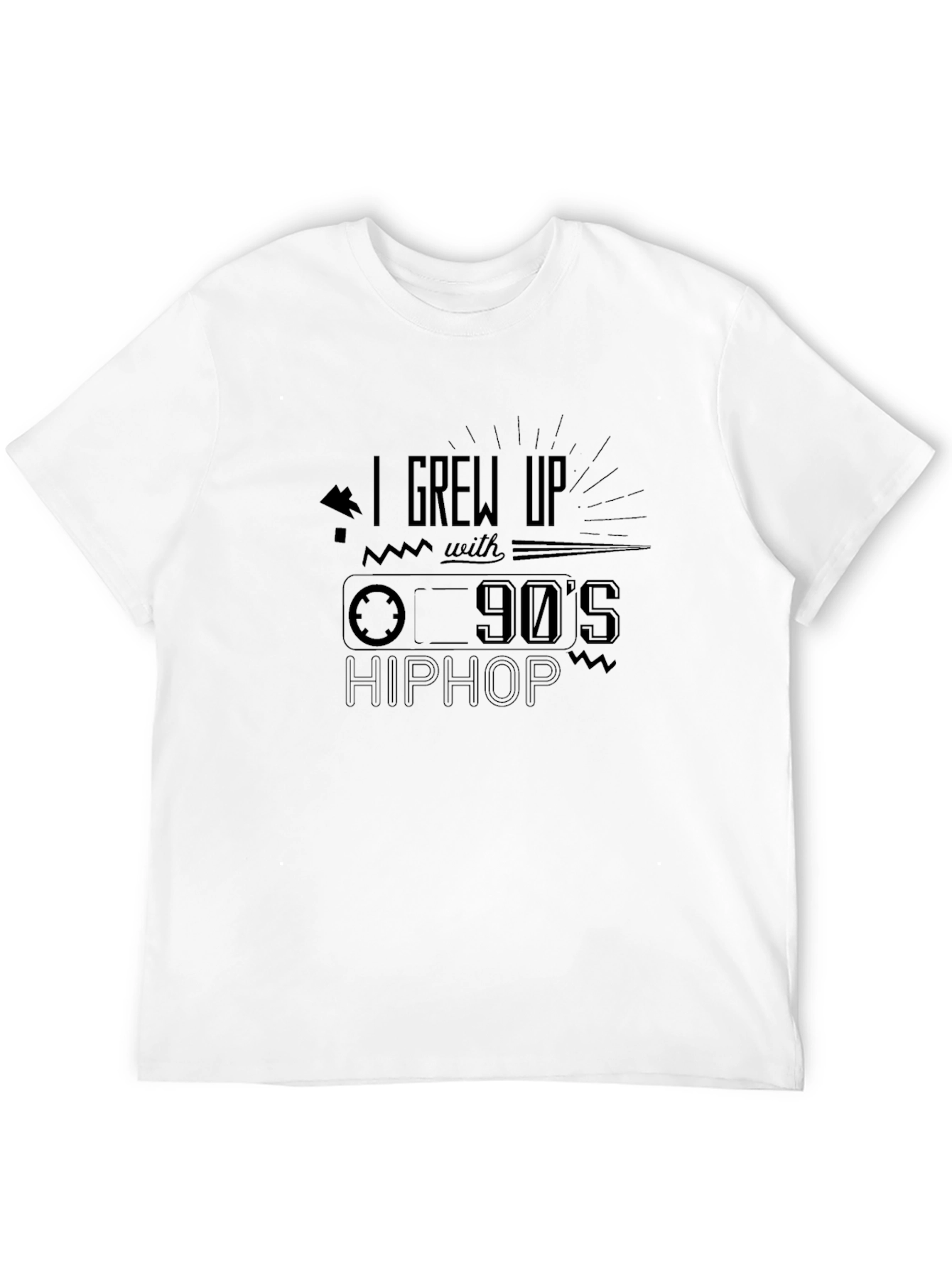 90s Hip Hop Cassette Tape Graphic Tee - Black