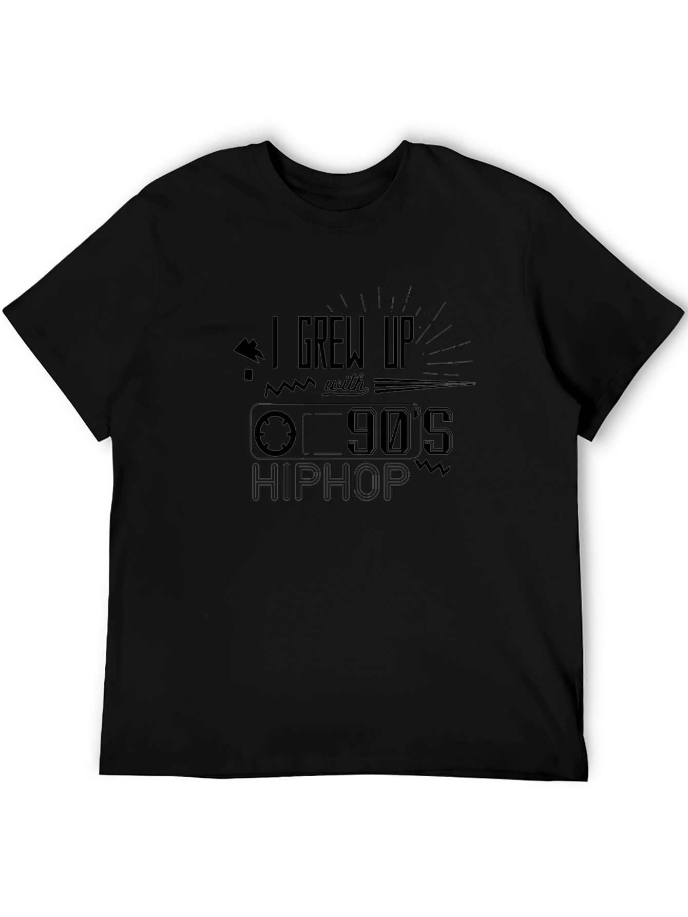 90s Hip Hop Cassette Tape Graphic Tee - Black