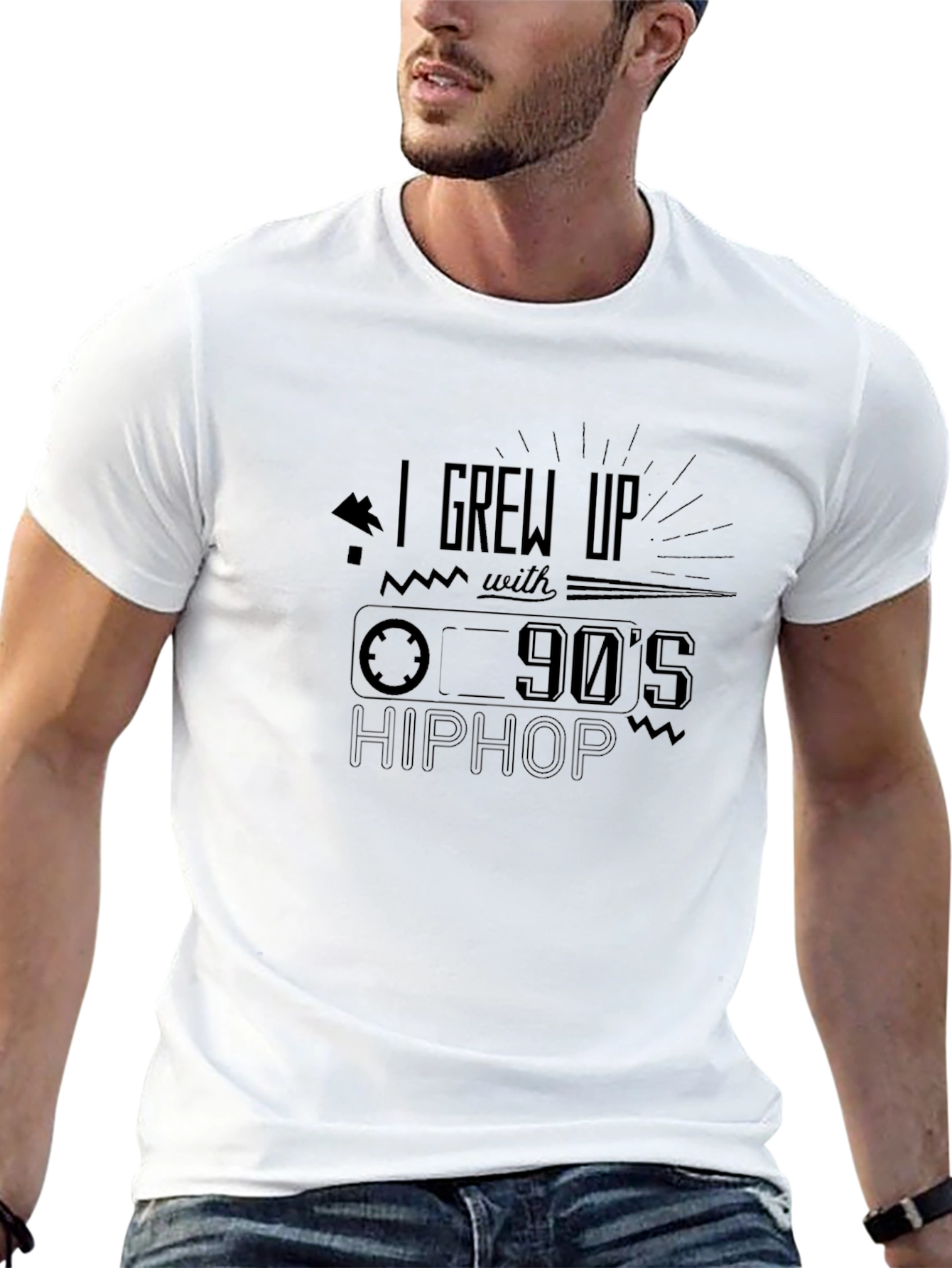 90s Hip Hop Cassette Tape Graphic Tee - Black
