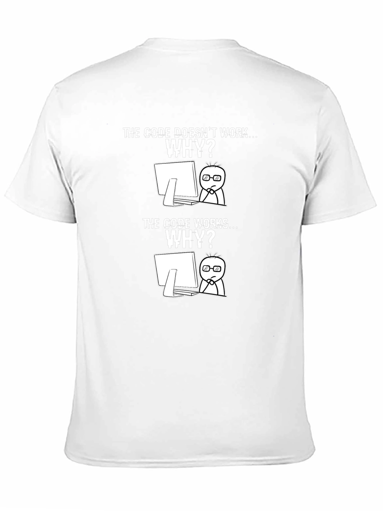 Coding Humor T-Shirt: Code Works? Why?