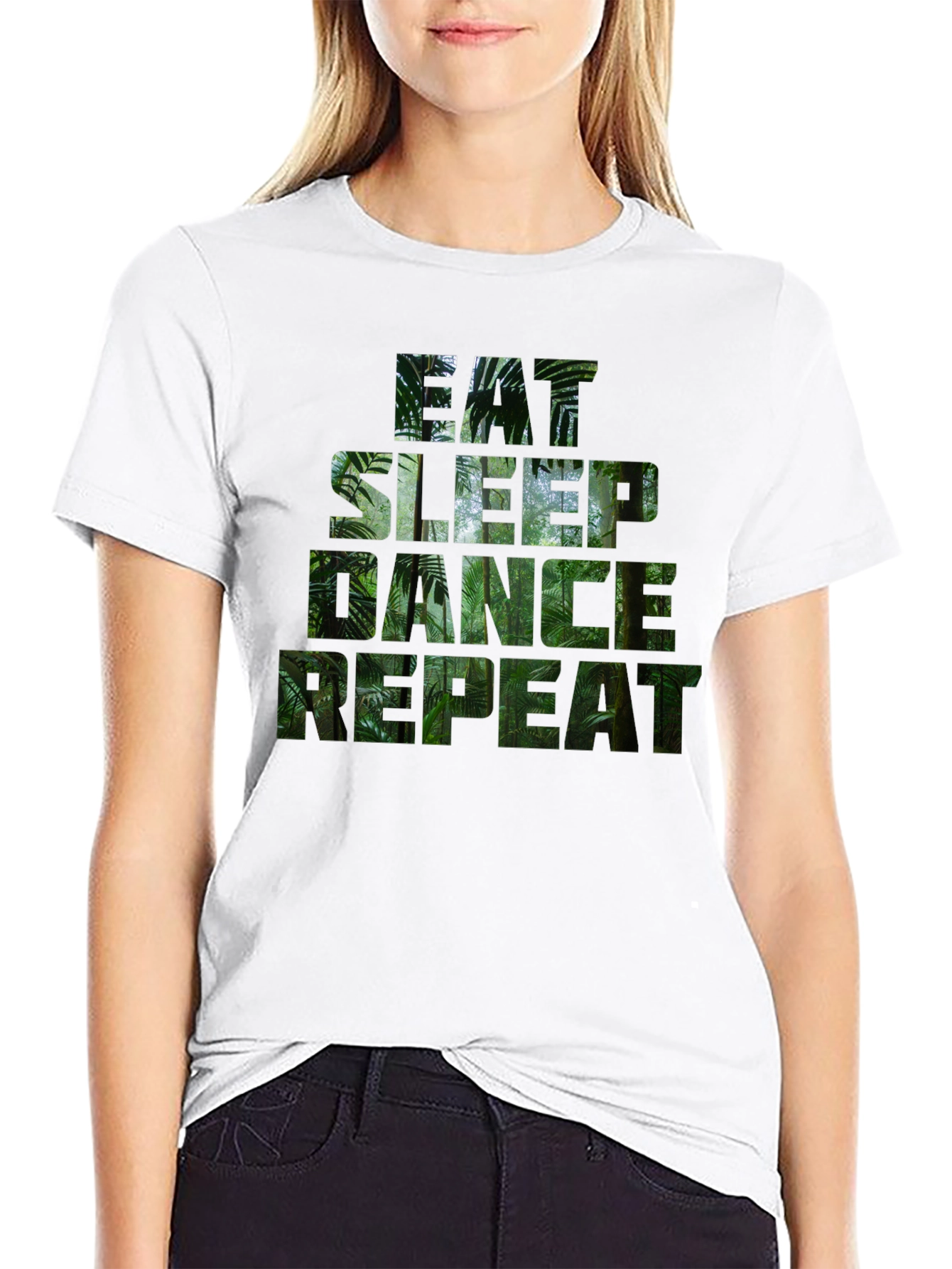 Eat Sleep Dance Repeat Jungle Print T-Shirt
