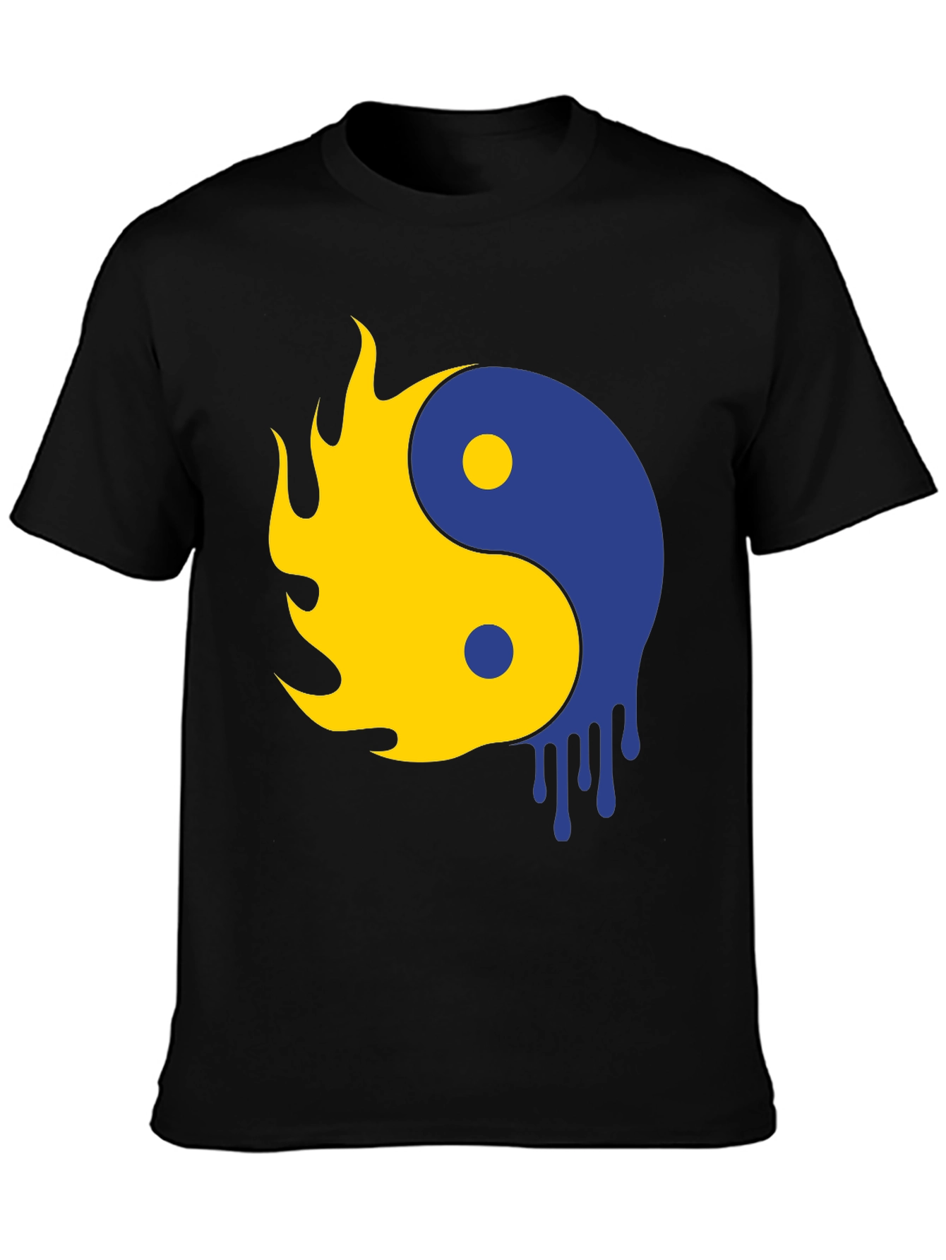 Yin Yang Flame Drip Graphic Tee - Modern Style