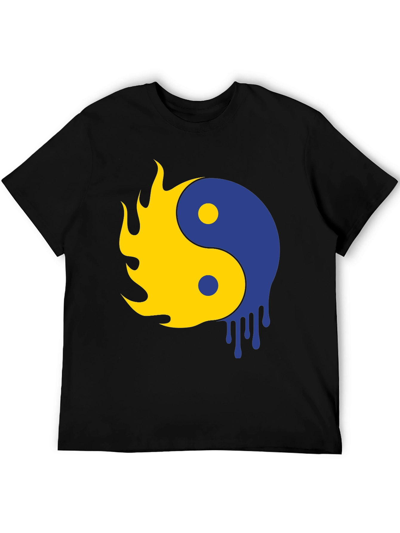 Yin Yang Flame Drip Graphic Tee - Modern Style