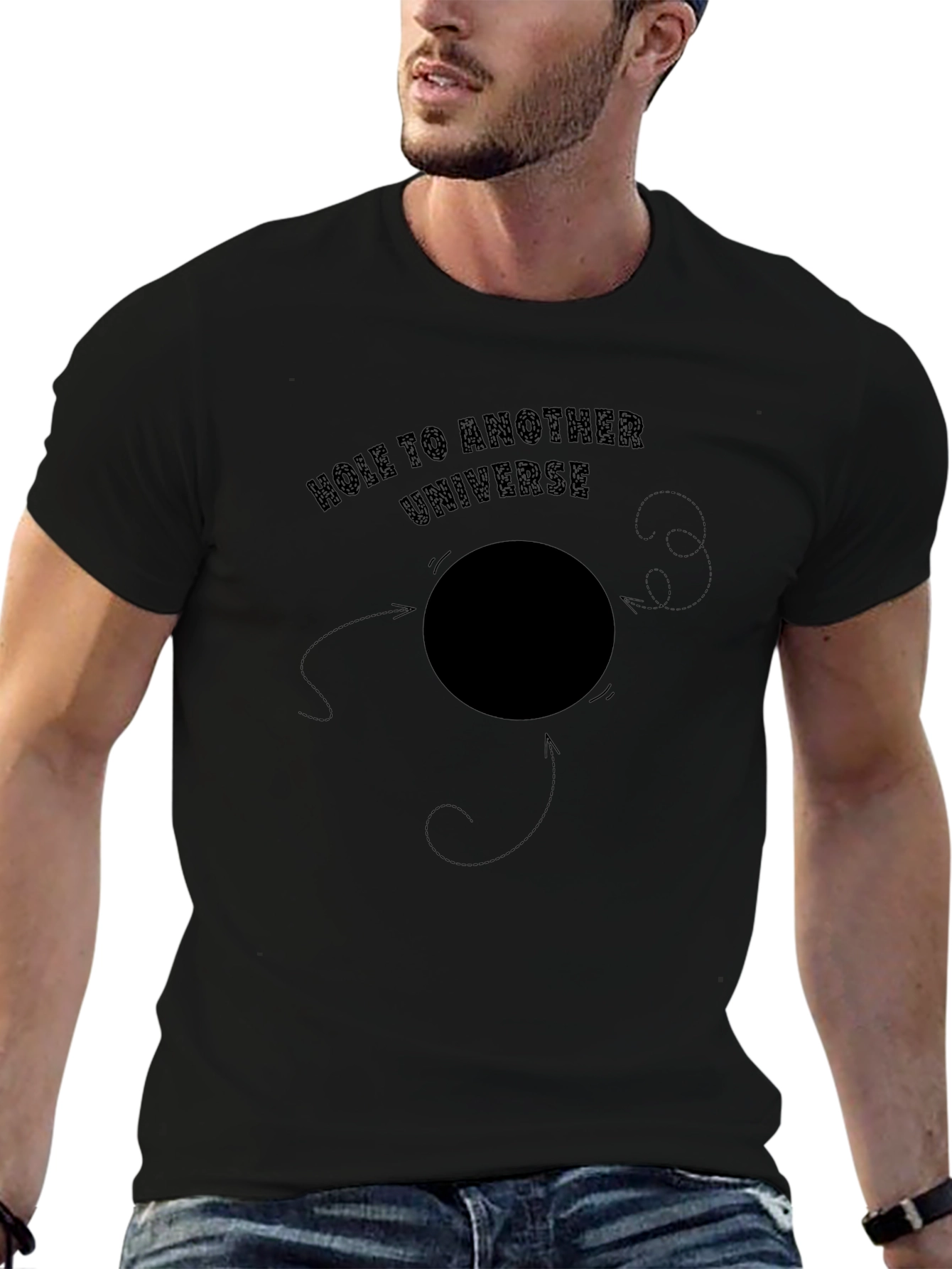 Hole to Another Universe Black Graphic Tee