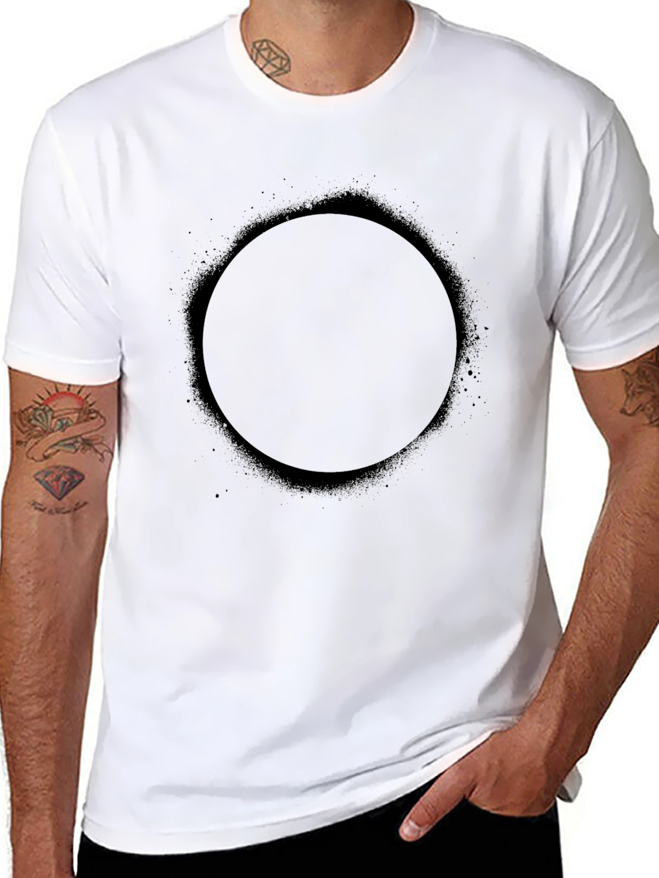 Black Circle Graphic Tee - Modern Minimalist Design