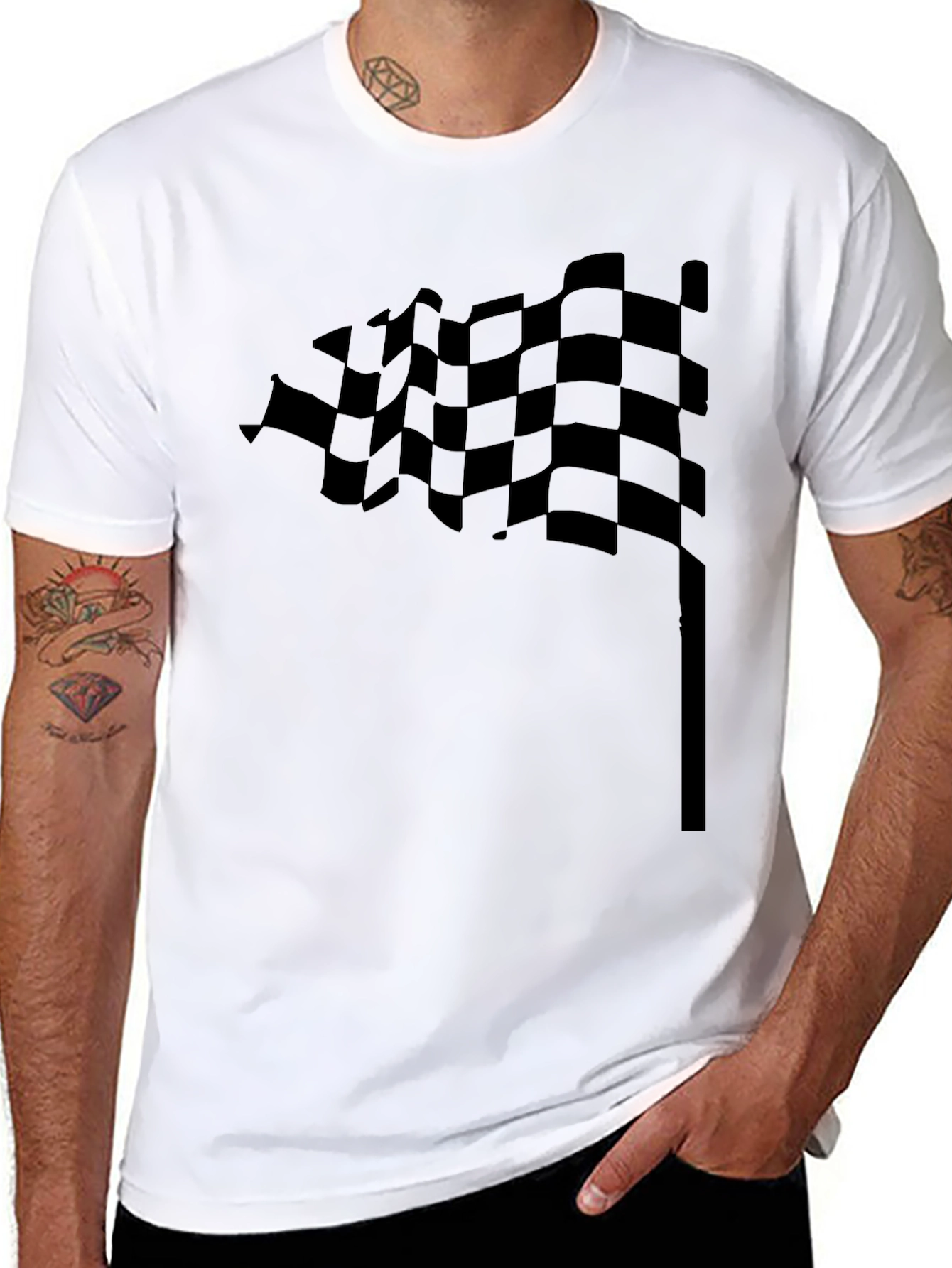 Checkered Flag Graphic Tee - Motorsport Fan Apparel