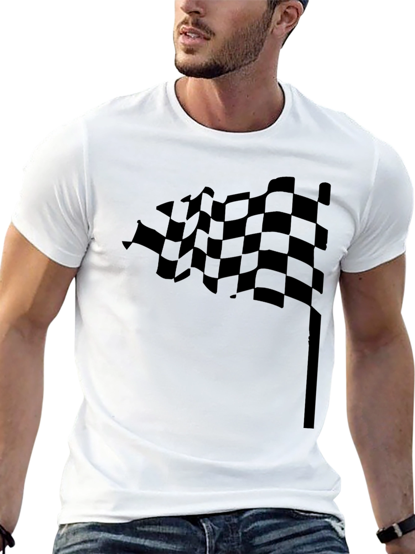 Checkered Flag Graphic Tee - Motorsport Fan Apparel