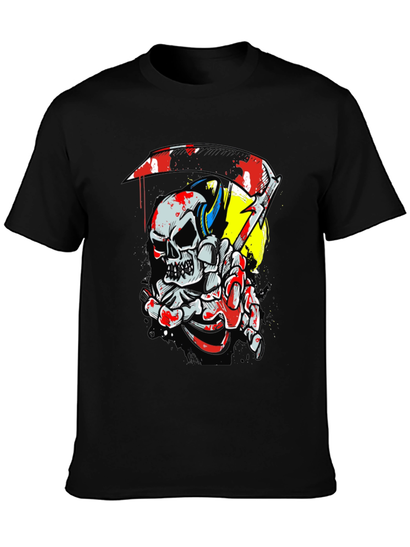 Skull & Scythe Graphic Tee - Edgy Mens Black T-Shirt