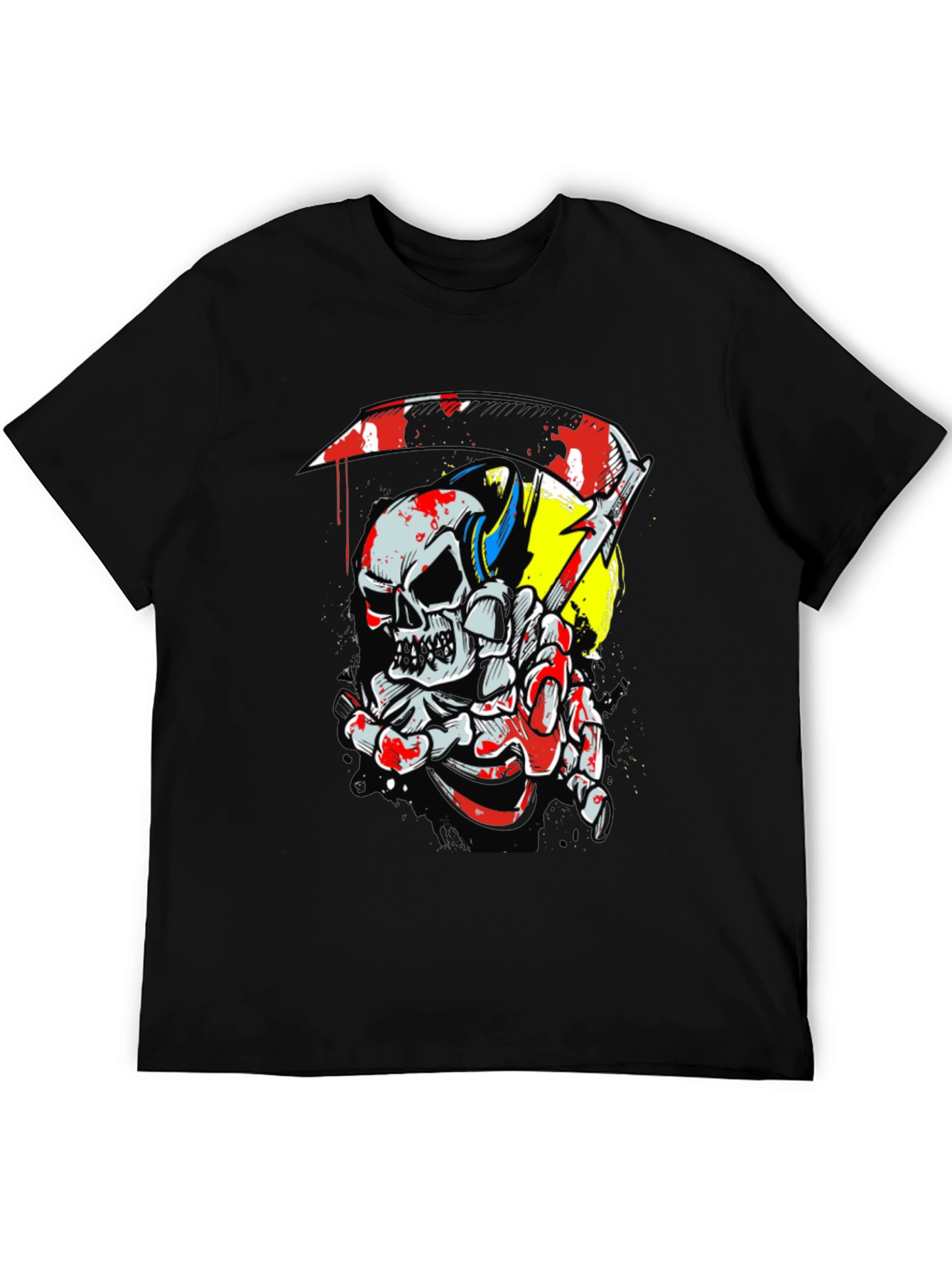 Skull & Scythe Graphic Tee - Edgy Mens Black T-Shirt