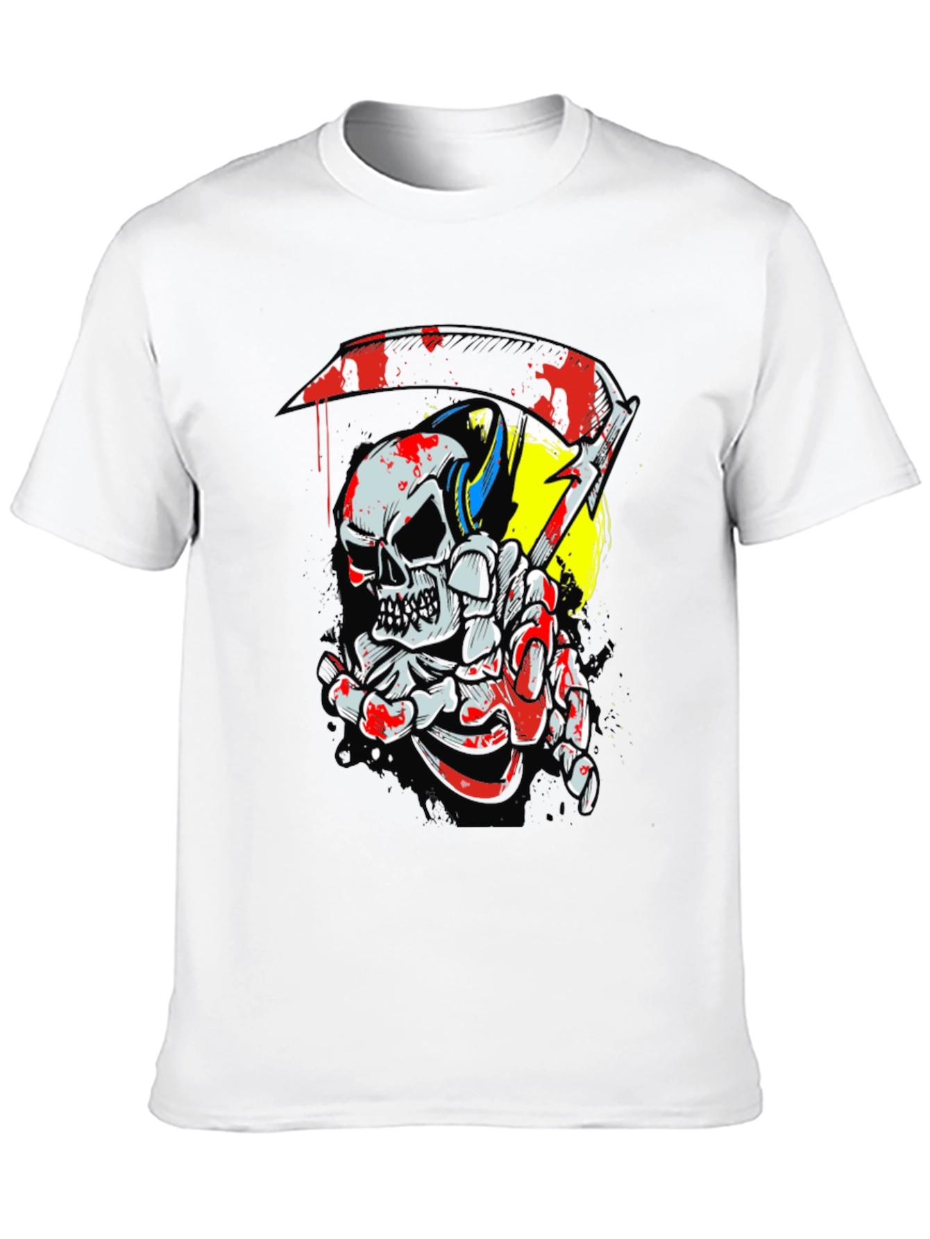 Skull & Scythe Graphic Tee - Edgy Mens Black T-Shirt