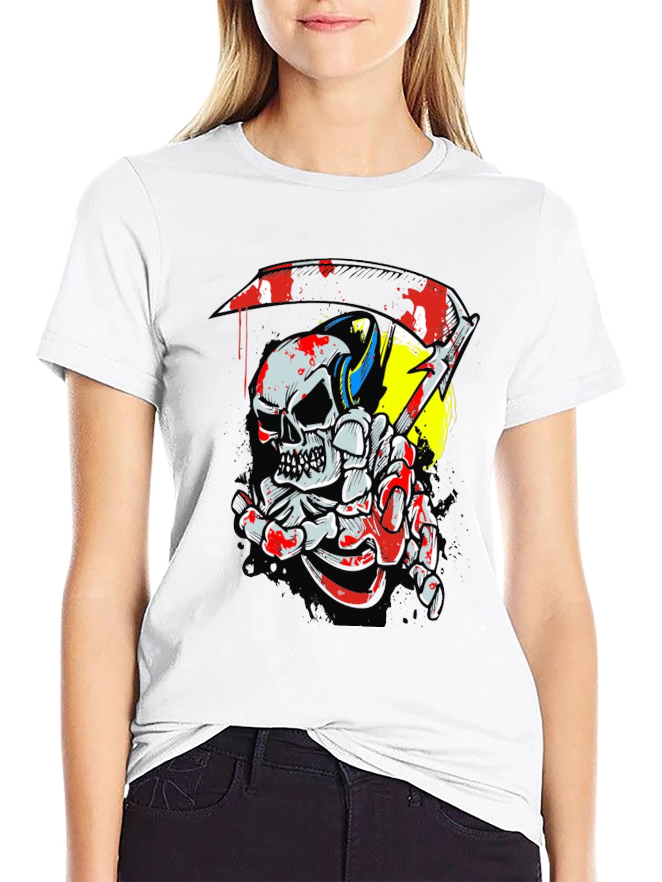 Skull & Scythe Graphic Tee - Edgy Mens Black T-Shirt