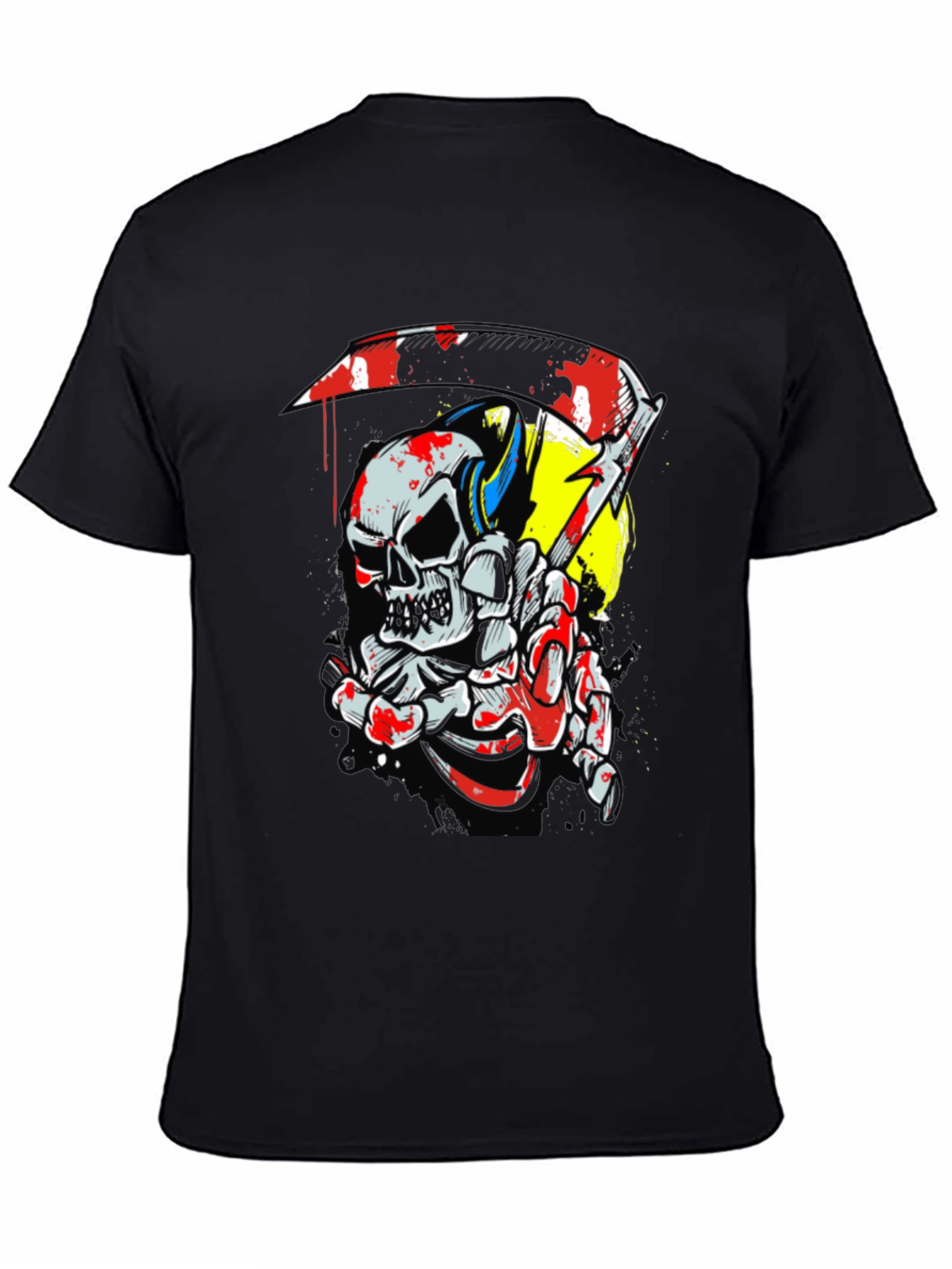 Skull & Scythe Graphic Tee - Edgy Mens Black T-Shirt