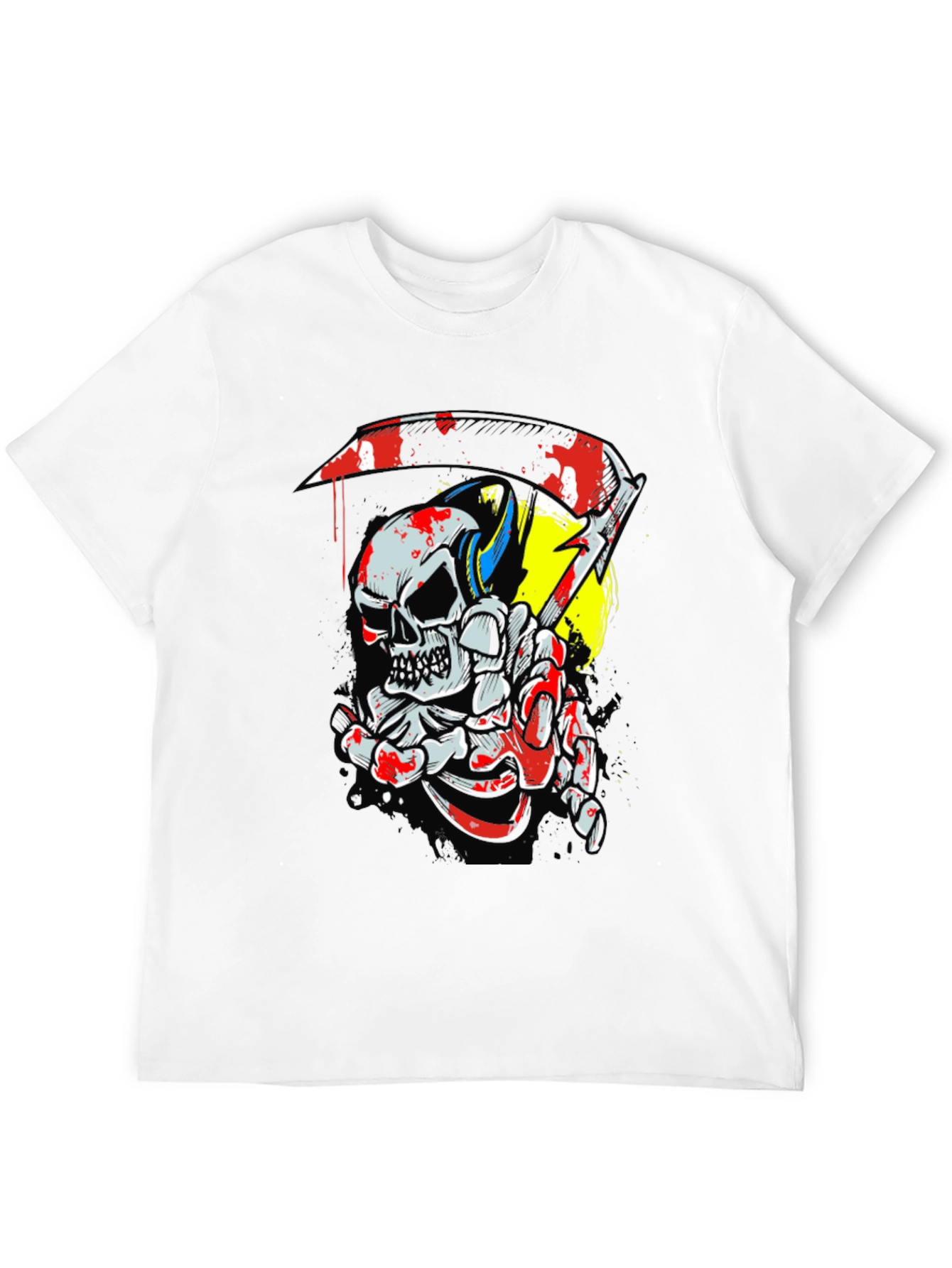 Skull & Scythe Graphic Tee - Edgy Mens Black T-Shirt