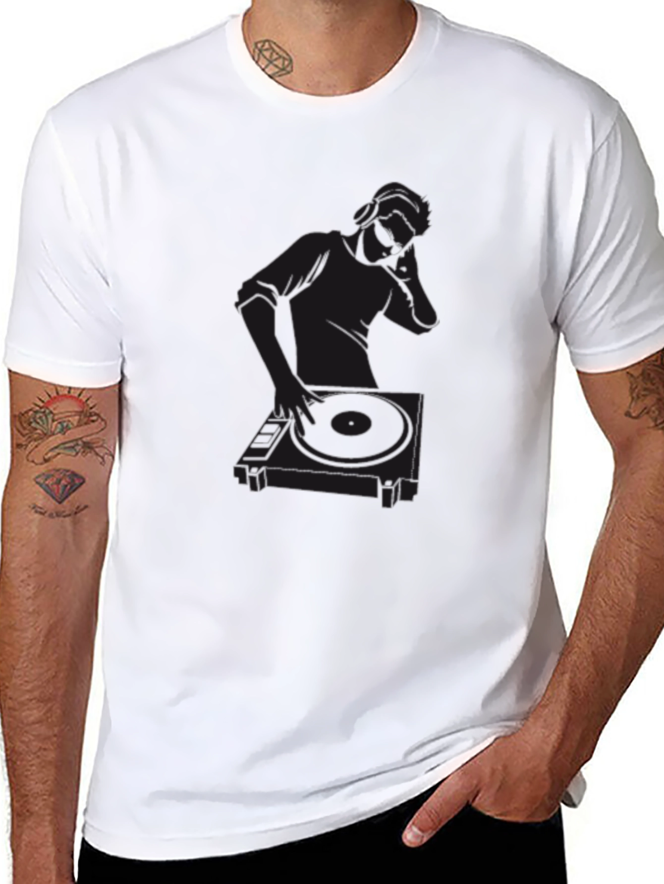 DJ Graphic Tee - Black Cotton T-Shirt