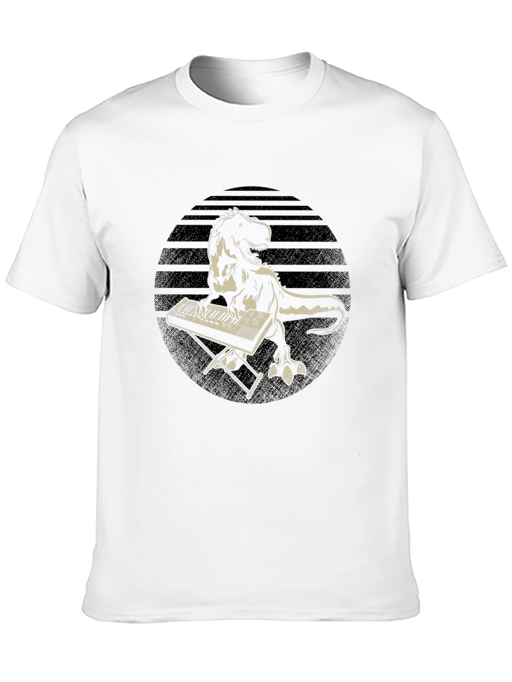 Dinosaur Keyboardist T-Shirt - Retro Style